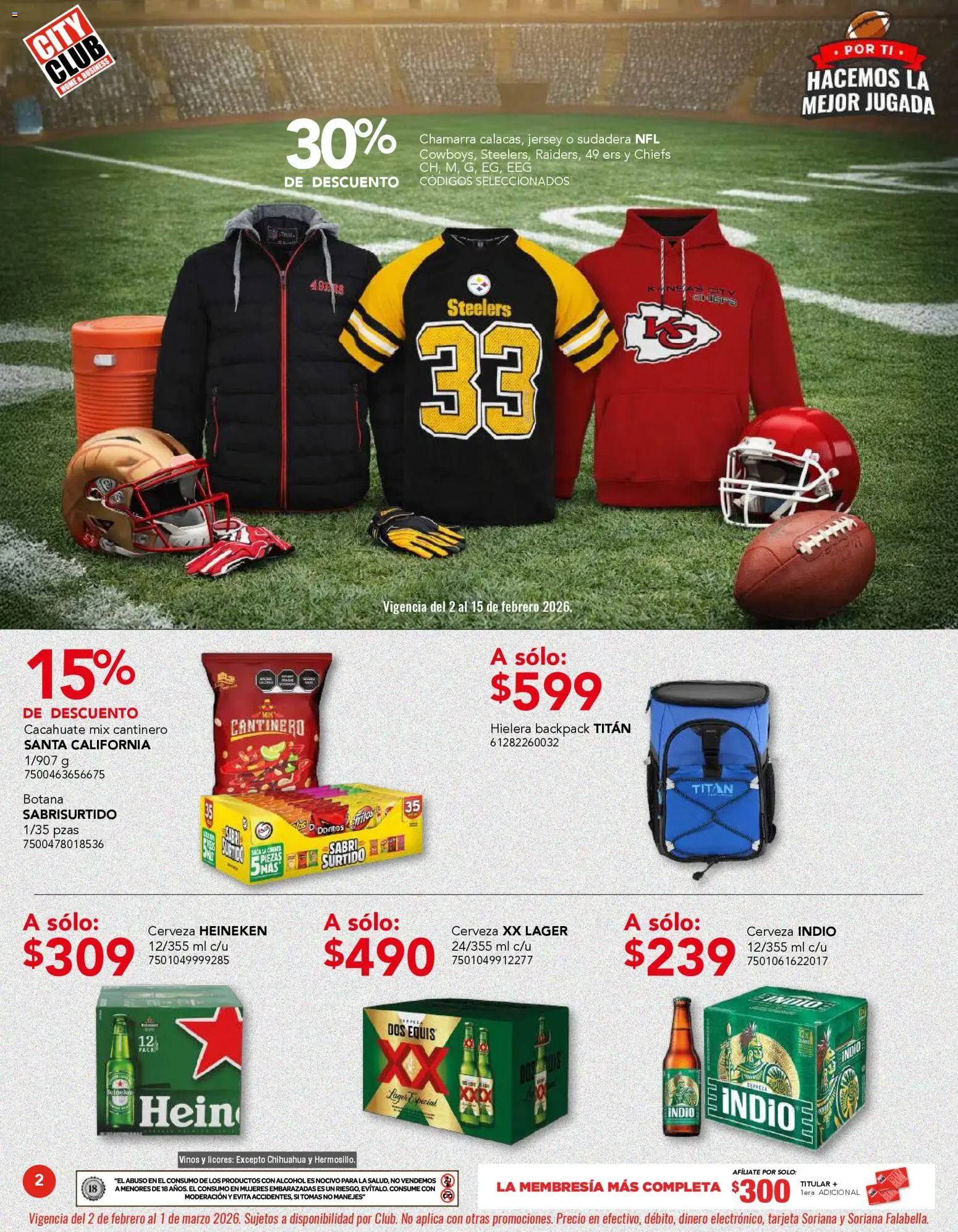 Nuevas ofertas de City Club válidas en toda la República Mexicana desde el 02.02.2026. ¡Encuentra las mejores ofertas en City Club catálogo! | Página: 2 | Productos: Cacahuate, Chamarra, Cerveza, Hielera