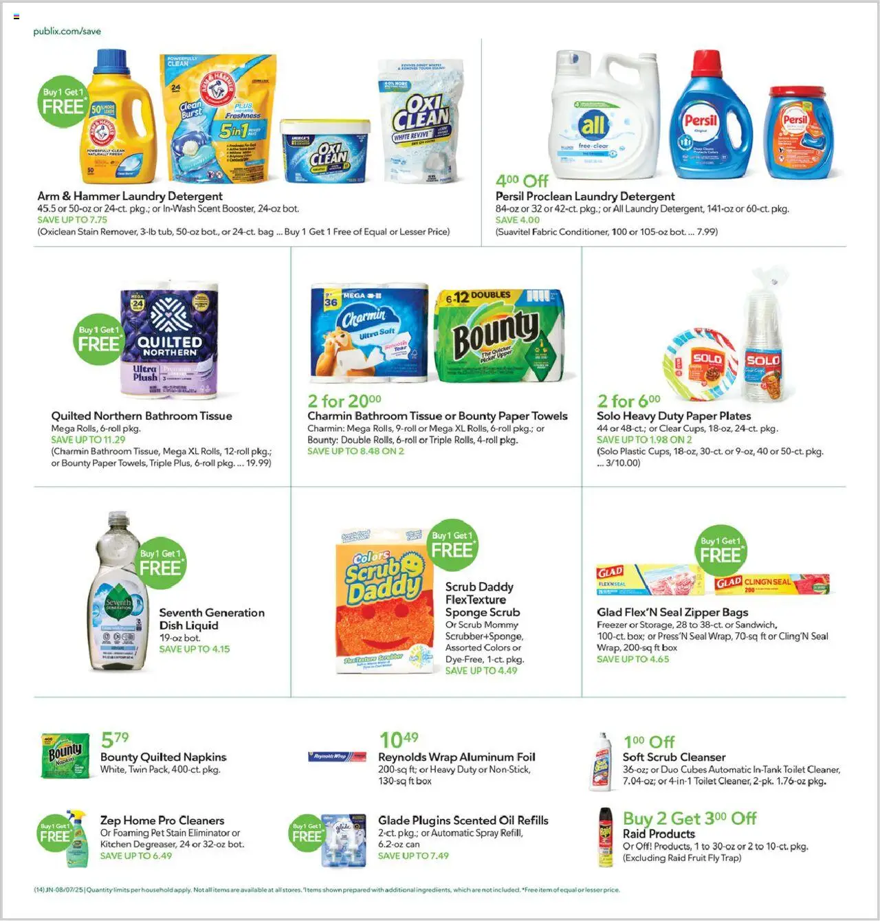 Publix Weekly Ad - valid from 06.08.2025 | Page: 14 | Products: Box, Oil, Sponge, Freezer