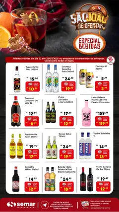 Semar Supermercado Folheto - válido de 22.07.2025 | Página: 1 | Produtos: Saquê, Vodka, Bebida, Cachaça 51