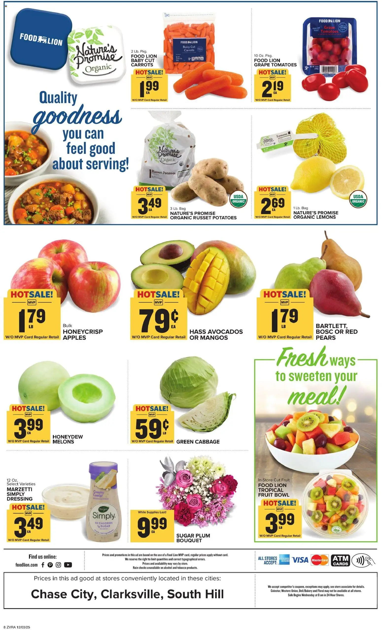 Food Lion Weekly Ad - valid from 03.12.2025 | Page: 8 | Products: Plum, Apples, Tomatoes, Bag