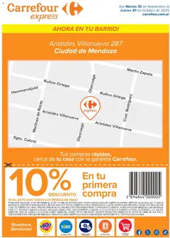 Vista previa Carrefour - Express | Aristides VIllanueva 287, Ciudad de Mendoza válido desde el 30.09.2025
