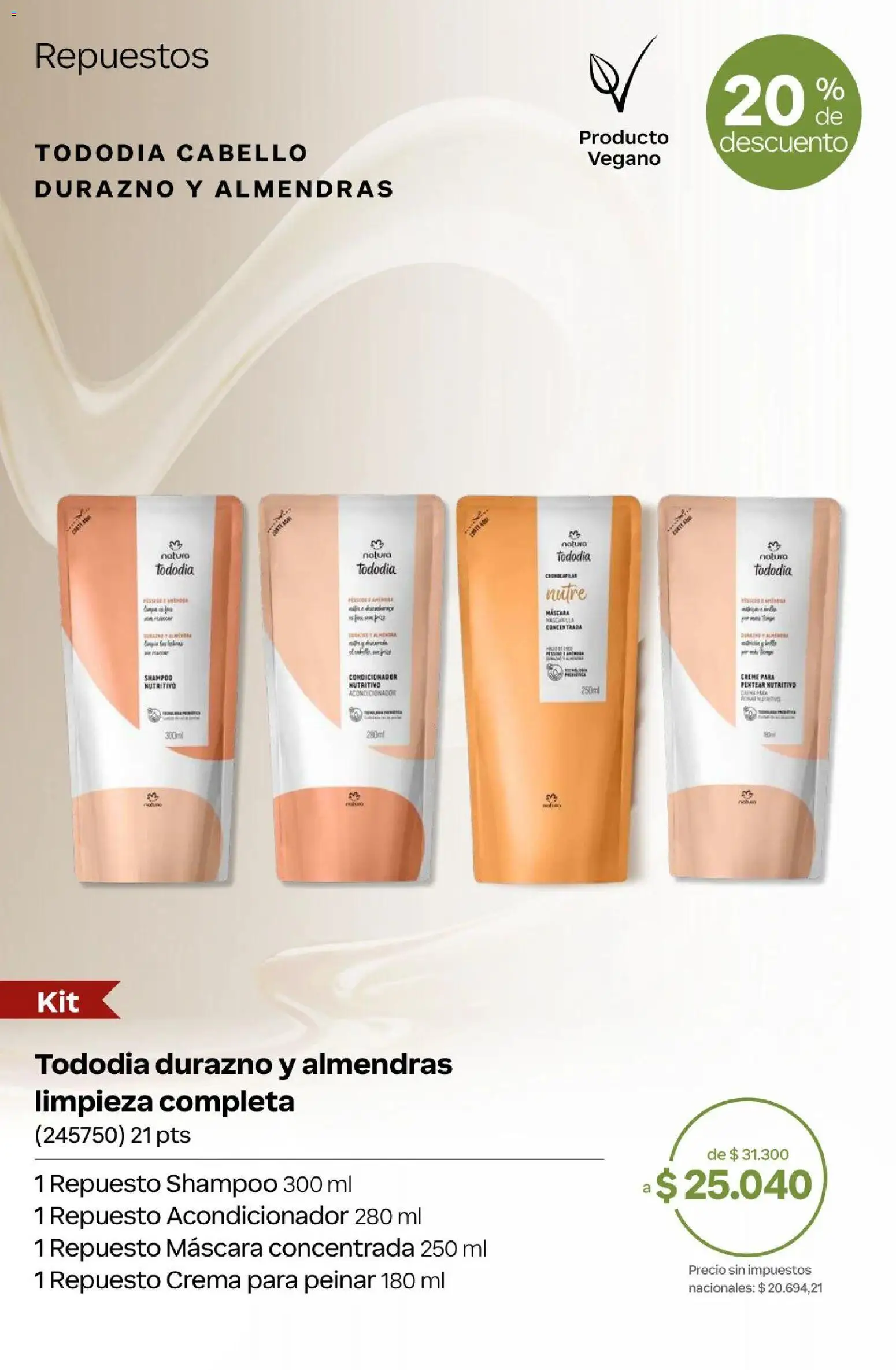 Natura Catálogo Ciclo 4/2026 │ válido desde el 01.04.2026 | Página: 314 | Productos: Almendras, Durazno, Shampoo, Acondicionador
