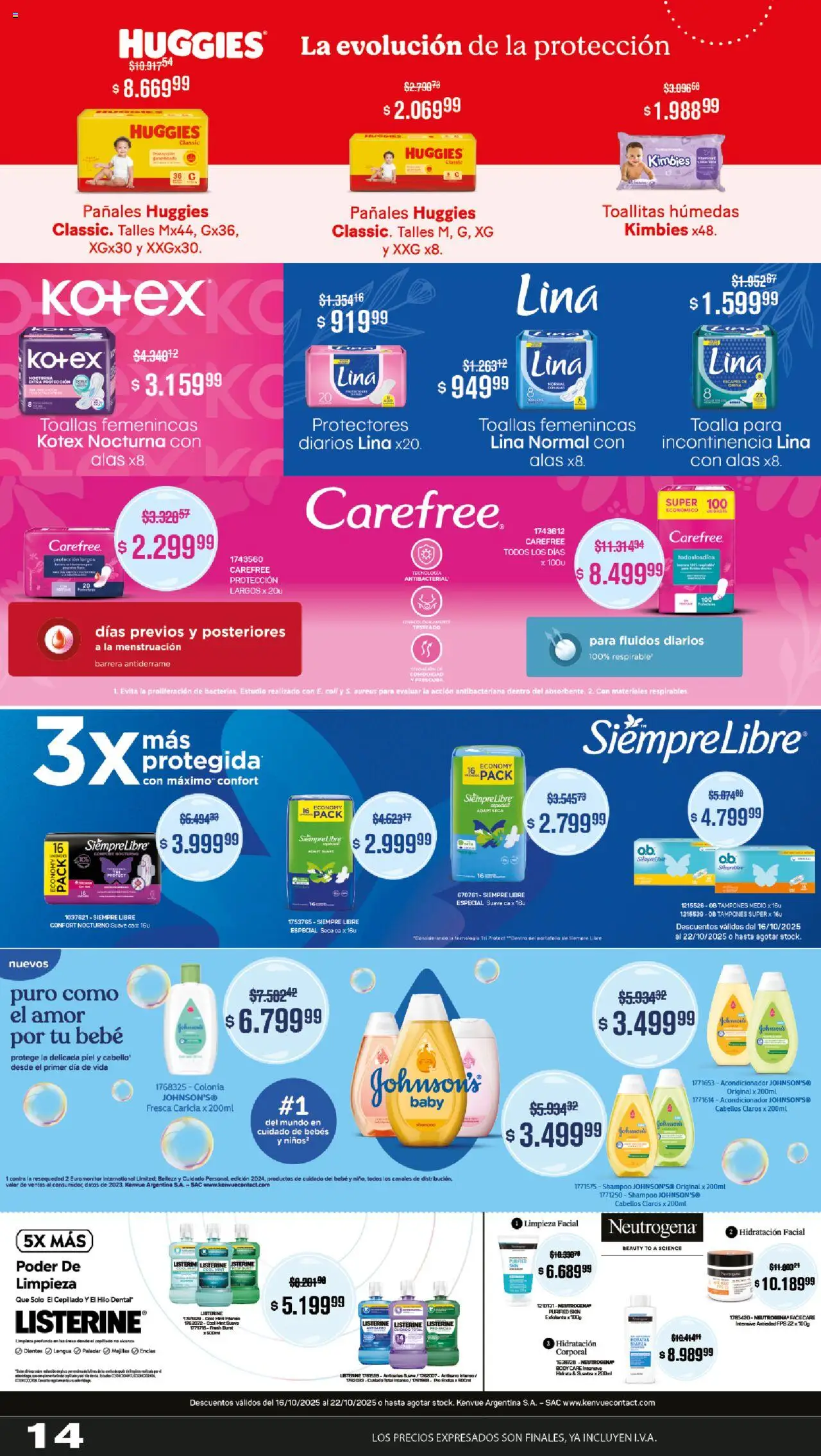 Makro ofertas │ válido desde el 16.10.2025 | Página: 14 | Productos: Tampones, Body, Toallas, Pañales