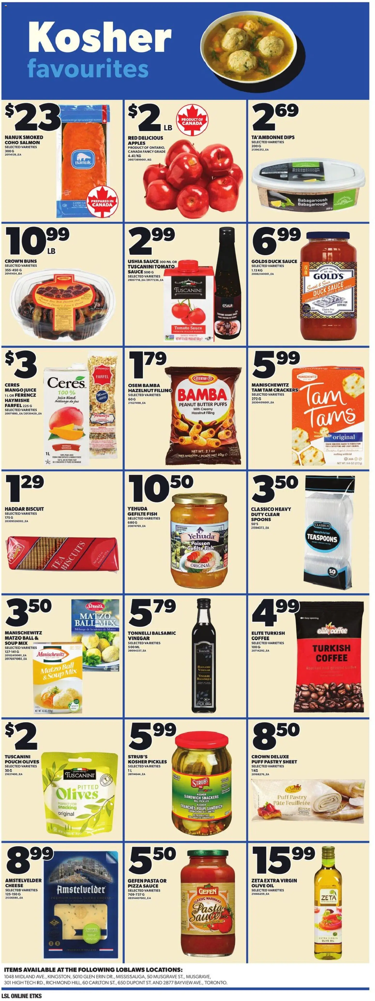Loblaws flyer valid from 23.04.2026 | Page: 13 | Products: Pasta, Butter, Coffee, Pizza