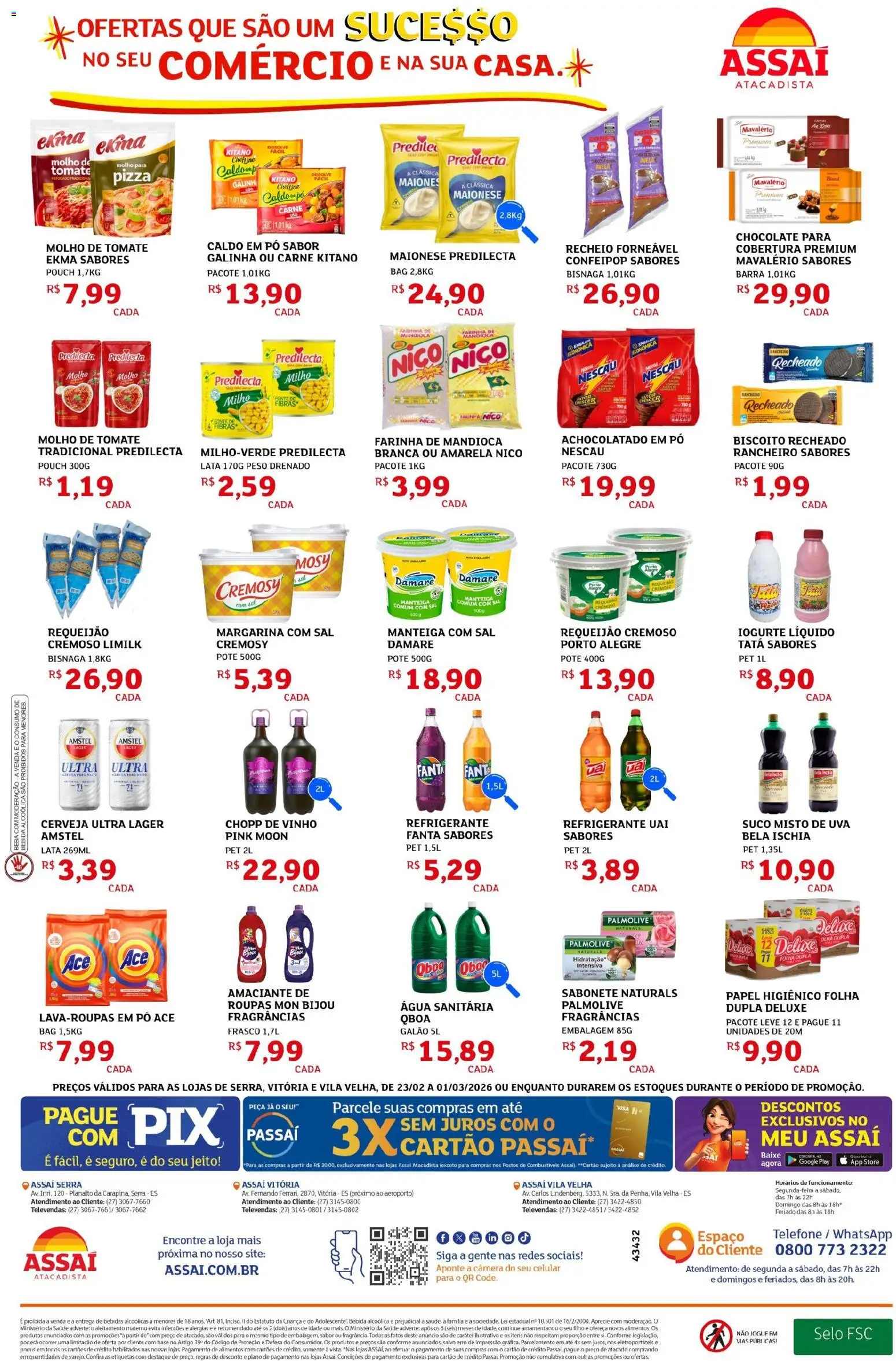 Assaí Atacadista Folheto - válido de 23.02.2026 | Página: 2 | Produtos: Sabonete, Refrigerante, Papel higiênico, Amaciante