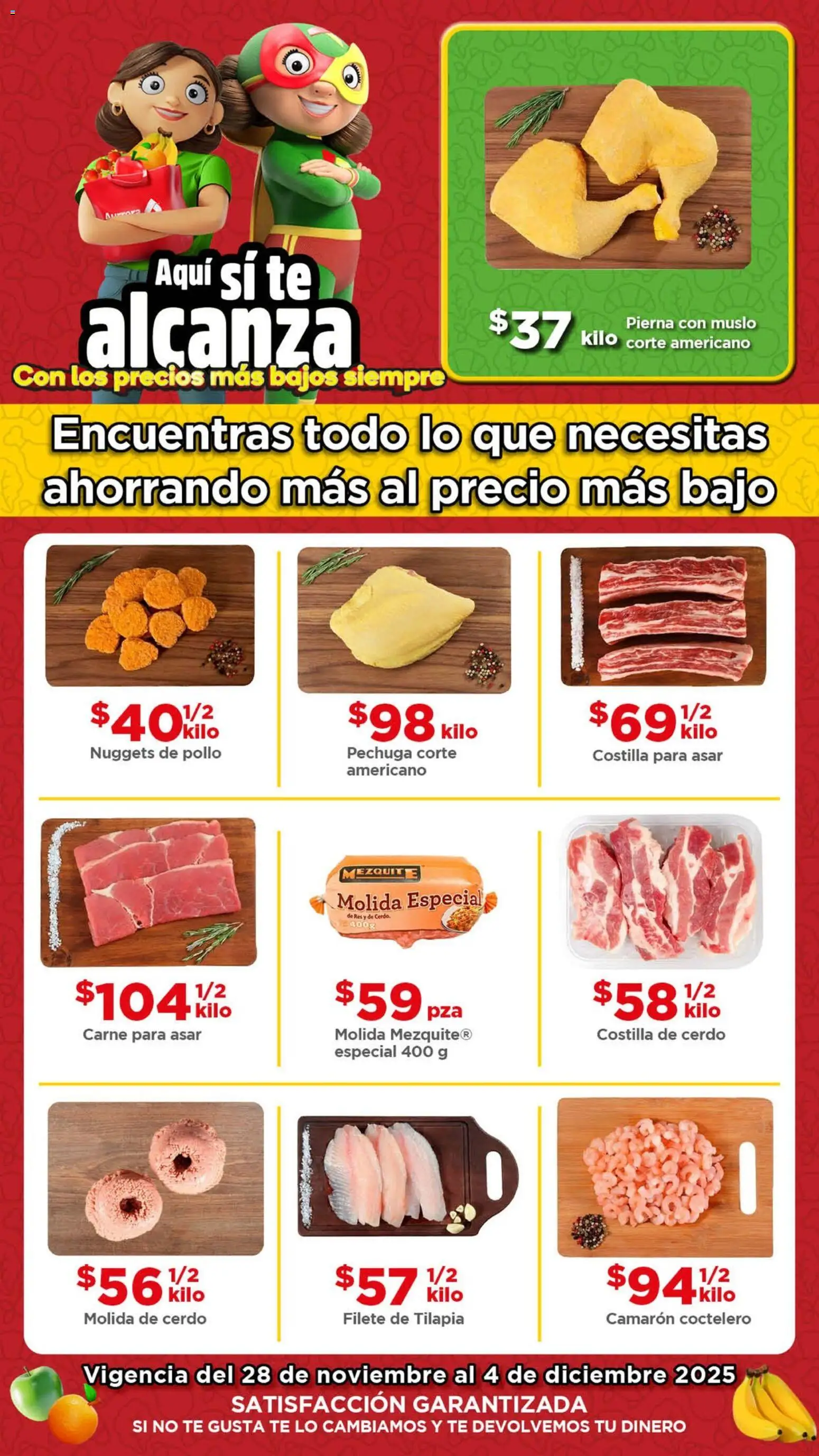 Nuevas ofertas de Bodega Aurrerá válidas en toda la República Mexicana desde el 28.11.2025. ¡Encuentra las mejores ofertas en Bodega Aurrerá folleto Ofertas! | Página: 1 | Productos: Pollo, Cerdo, Res, Té