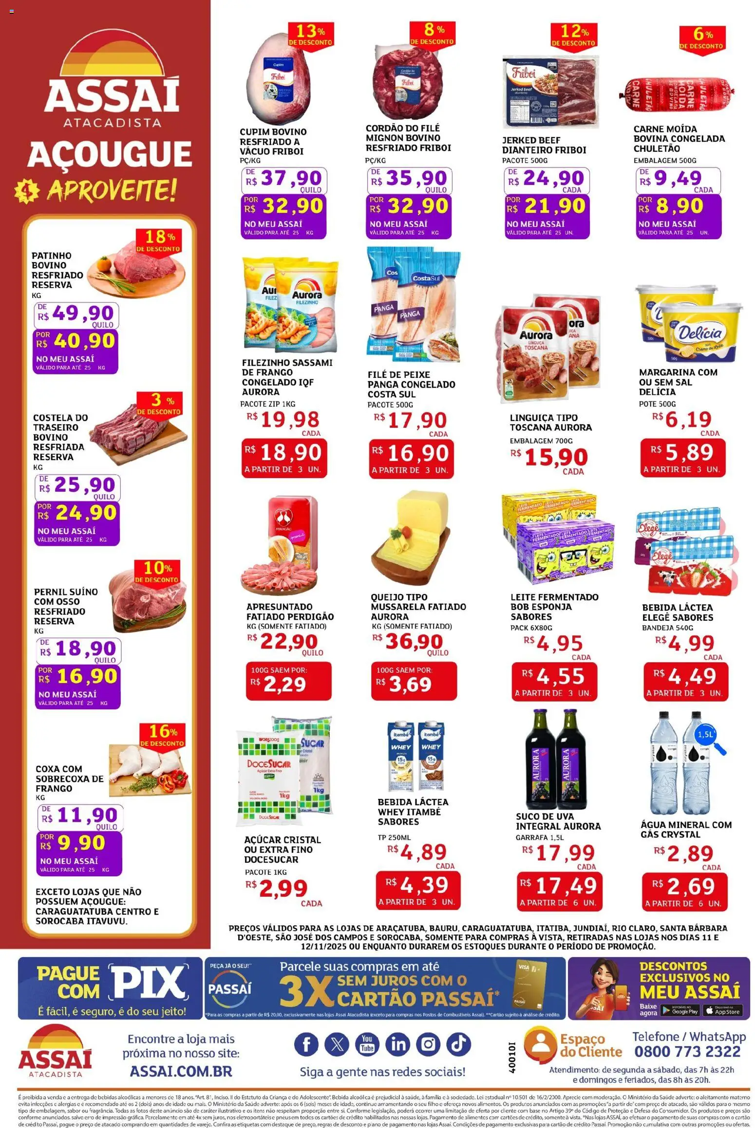Assaí Atacadista Folheto - válido de 11.11.2025 | Página: 2 | Produtos: Peixe, Piano, Açúcar, Margarina