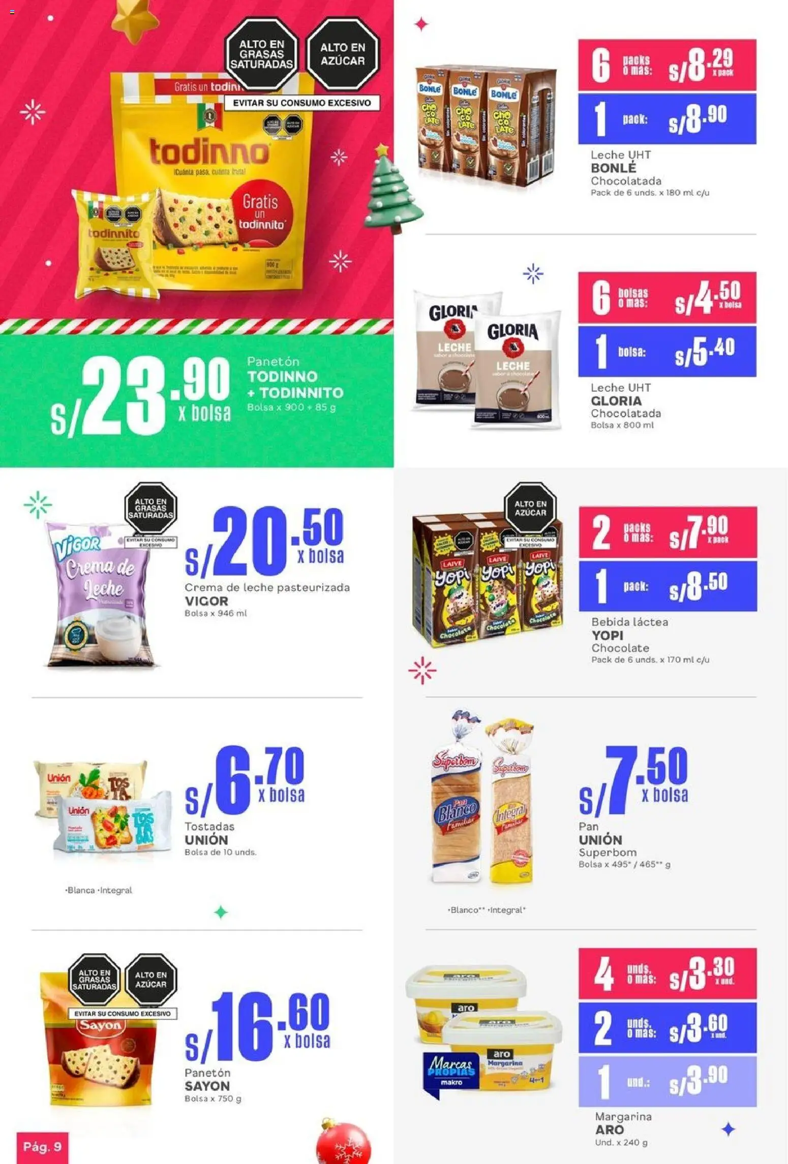 Catálogo Makro válido desde 01.12.2025 | Página: 9 | Productos: Leche, Chocolate, Crema, Bolsa