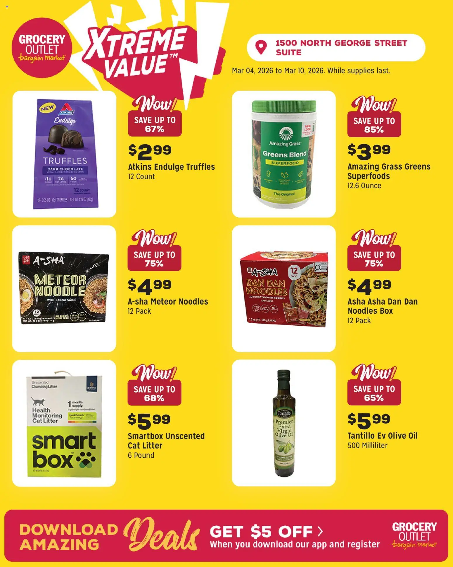 Grocery Outlet Weekly Ad - PA - valid from 04.03.2026 | Page: 6 | Products: Cat Litter, Oil, Noodles, Sauce