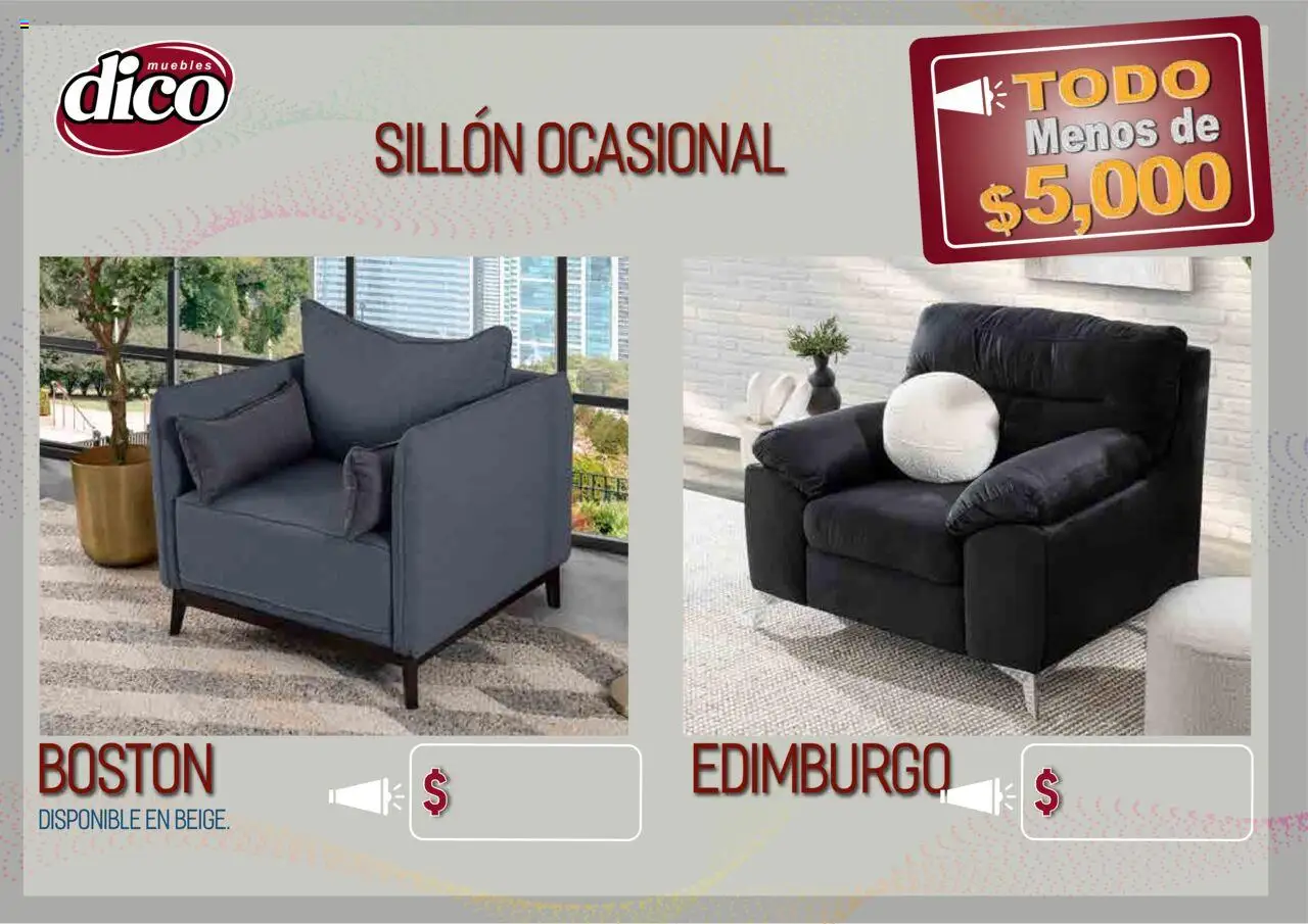 Nuevas ofertas de Muebles Dico válidas en toda la República Mexicana desde el 12.02.2025. ¡Encuentra las mejores ofertas en Muebles Dico catálogo Todo Menos! | Página: 29 | Productos: Sillón