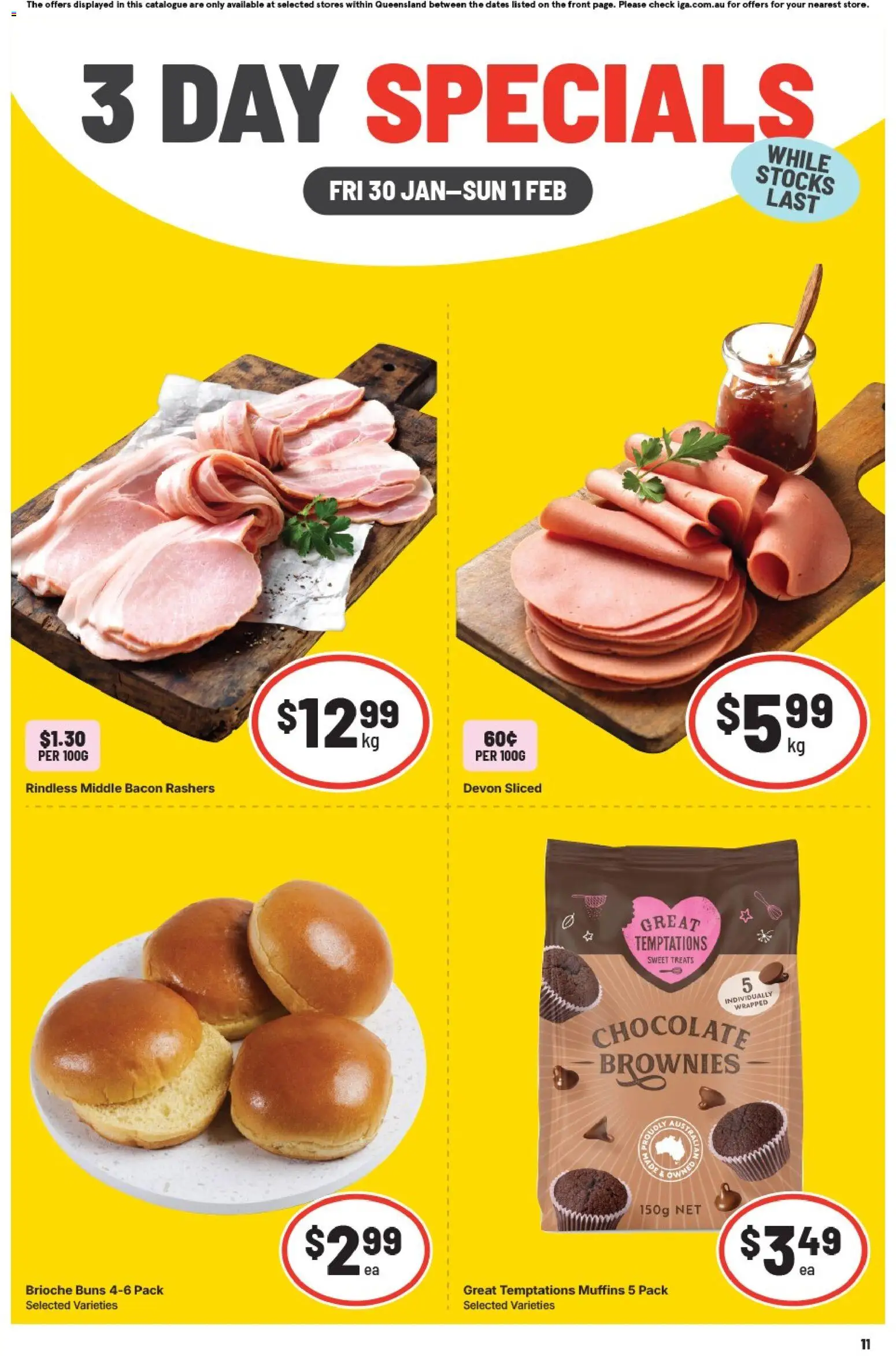 IGA catalogue - valid from 30.01.2026 | Page: 2 | Products: Bacon, Chocolate, Muffins