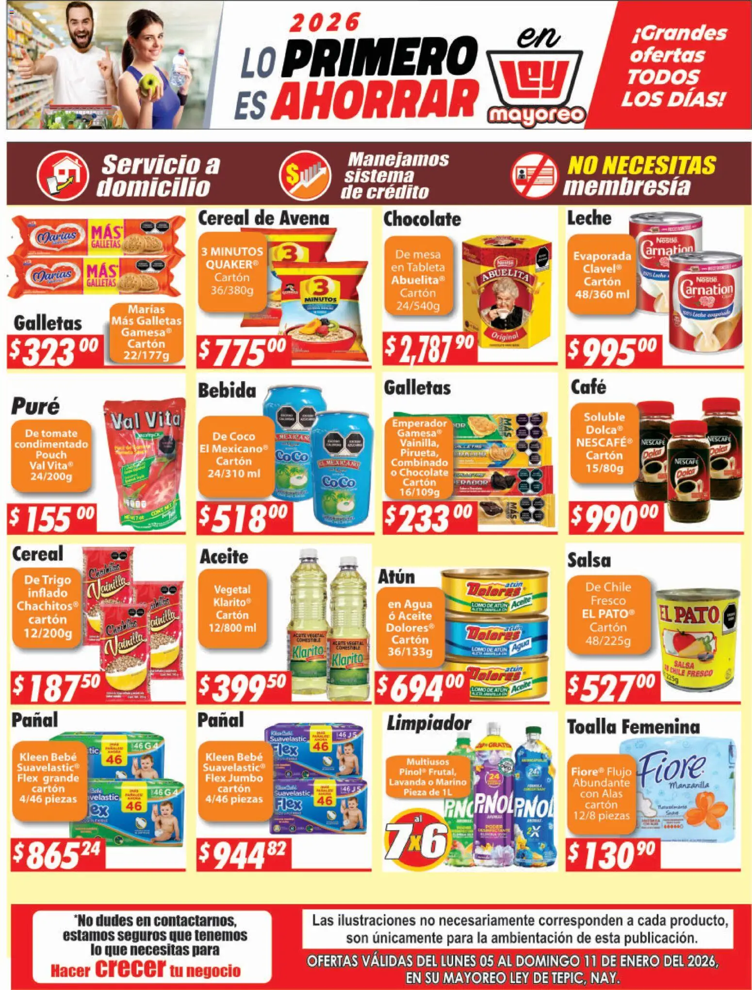 Nuevas ofertas de Casa Ley válidas en toda la República Mexicana desde el 05.01.2026. ¡Encuentra las mejores ofertas en Casa Ley folleto Tepic! | Página: 2 | Productos: Avena, Atún, Limpiador, Mesa