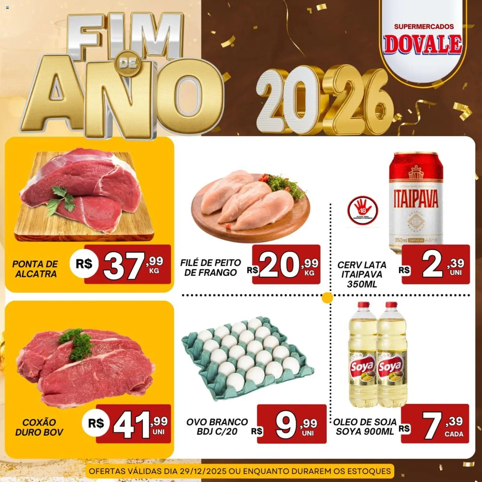 Dovale Folheto - válido de 29.12.2025 | Página: 1 | Produtos: Alcatra, Óleo, Frango, Soja