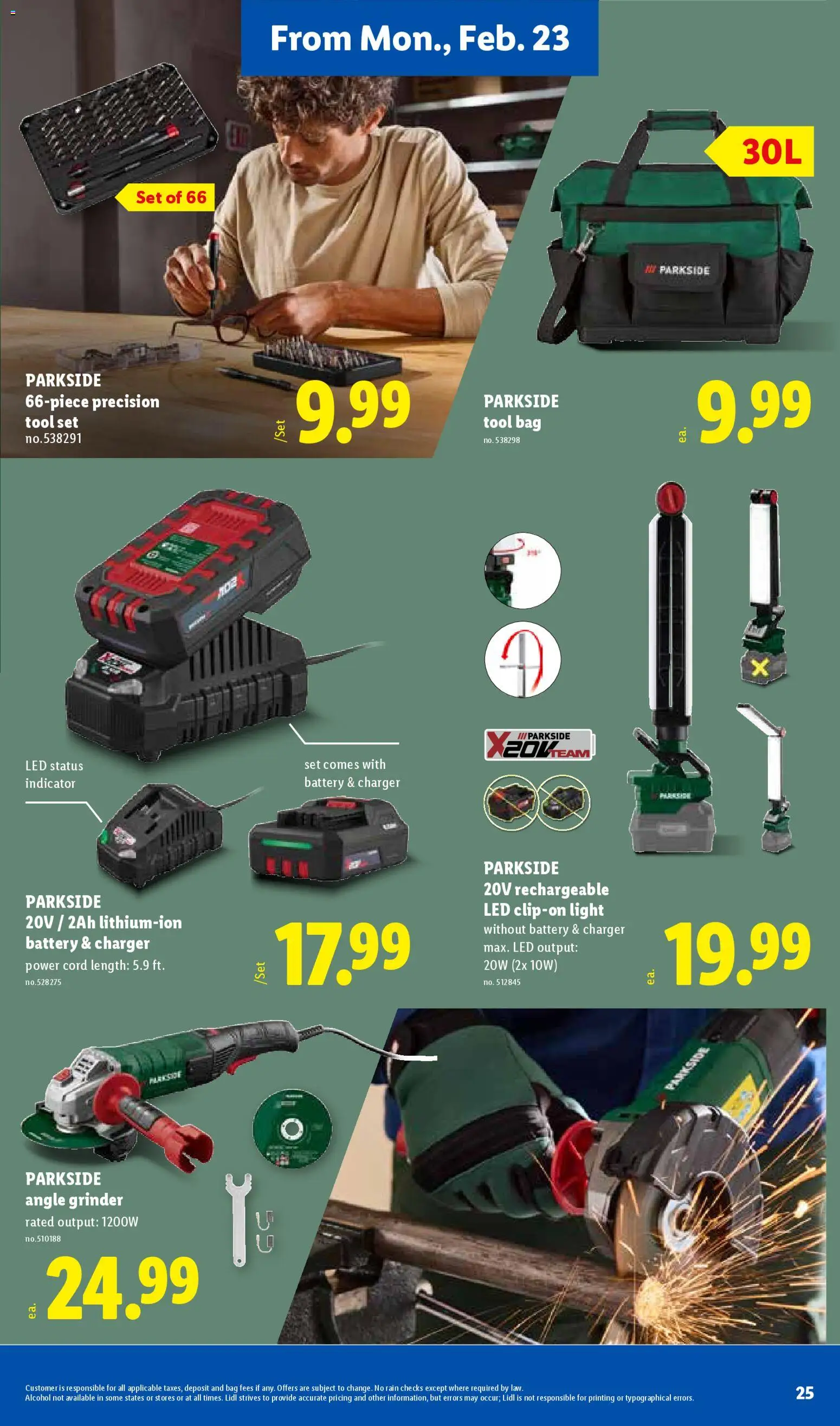 Lidl Weekly Ad - valid from 18.02.2026 | Page: 25 | Products: Battery, Angle Grinder, Charger, Grinder