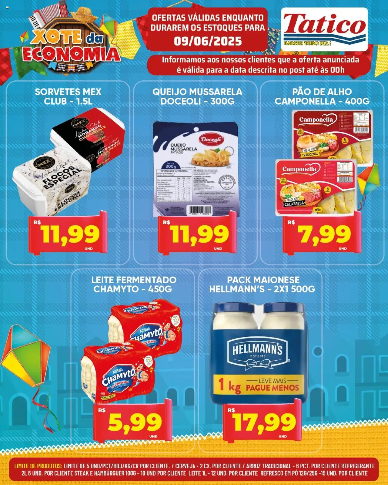 Tatico Folheto - válido de 09.06.2025 | Página: 11 | Produtos: Leite, Hambúrguer, Maionese, Leite fermentado