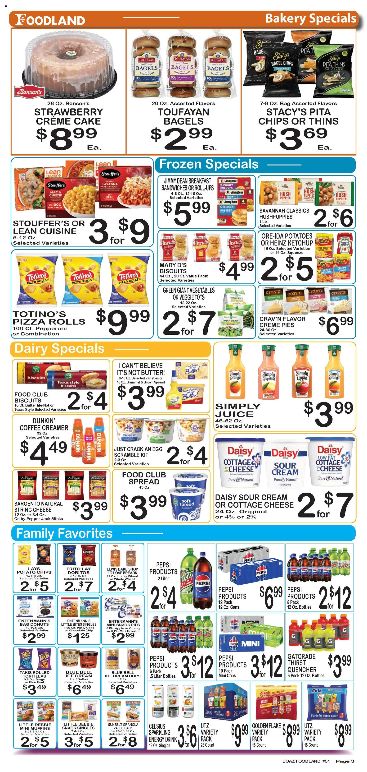 Foodland Weekly Ad - valid from 03.03.2026 | Page: 3 | Products: Juice, Cream, Cottage cheese, Bag