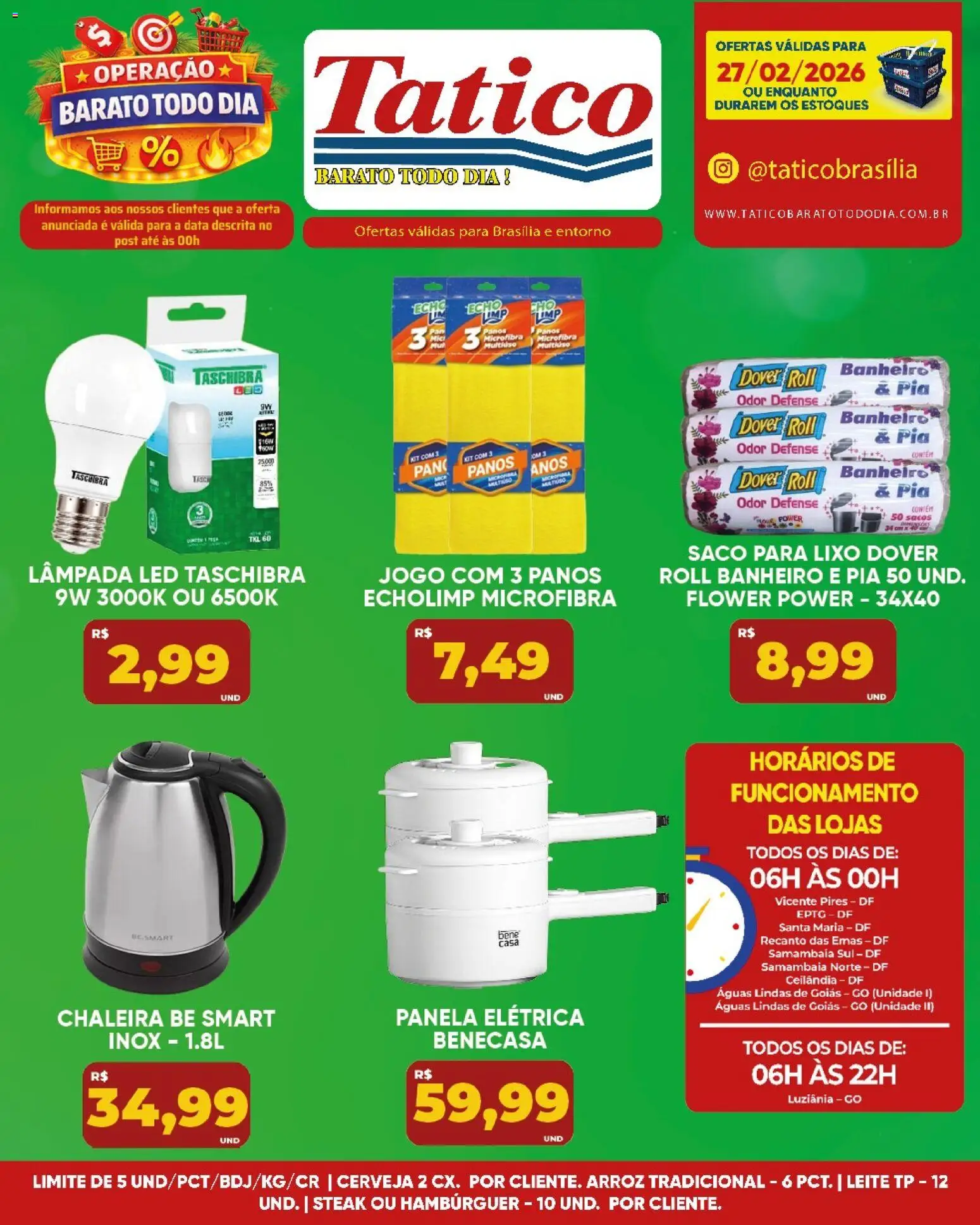 Tatico Folheto - válido de 27.02.2026 | Página: 19 | Produtos: Lâmpada, Panela, Leite, Cerveja