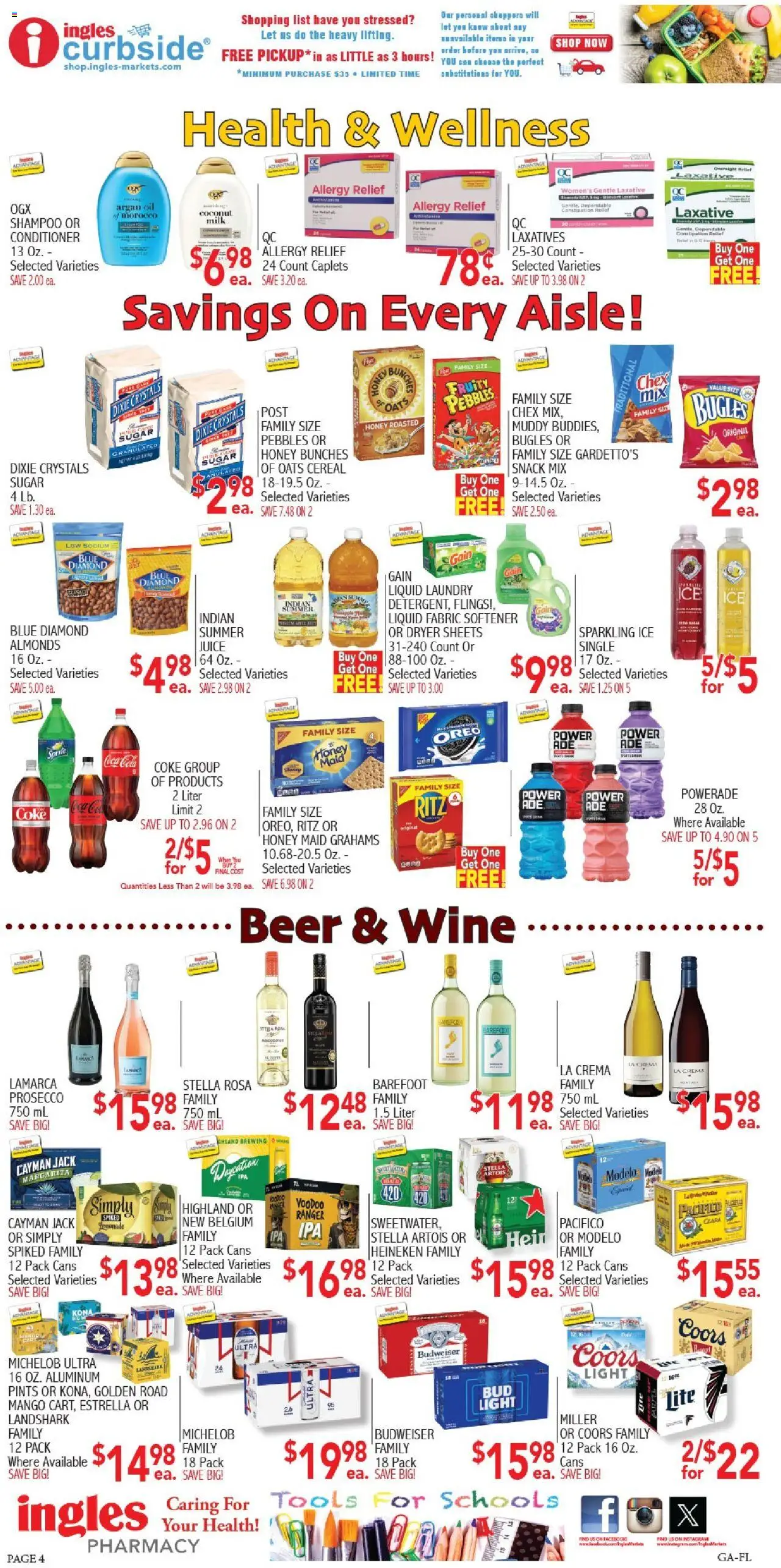 Ingles Weekly Ad - valid from 20.08.2025 | Page: 4 | Products: Milk, Juice, Beer, Fabric softener