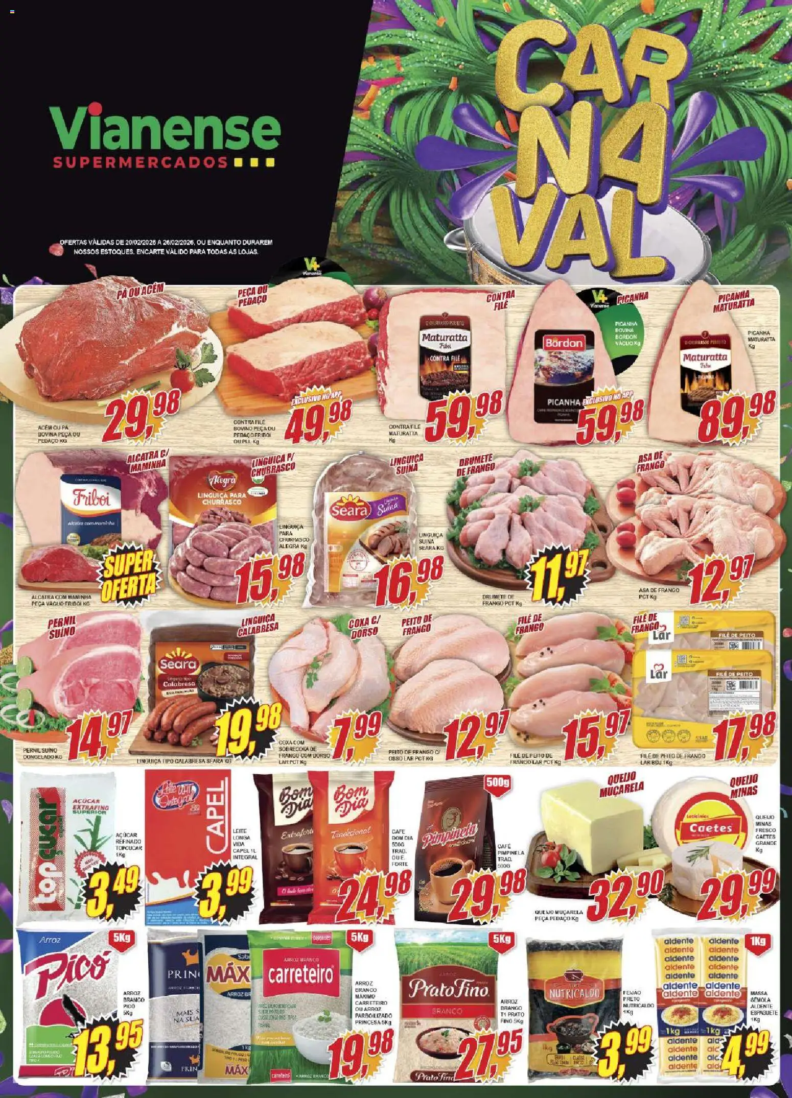 Vianense Folheto - válido de 20.02.2026 | Página: 1 | Produtos: Espaguete, Acém, Pernil, Café