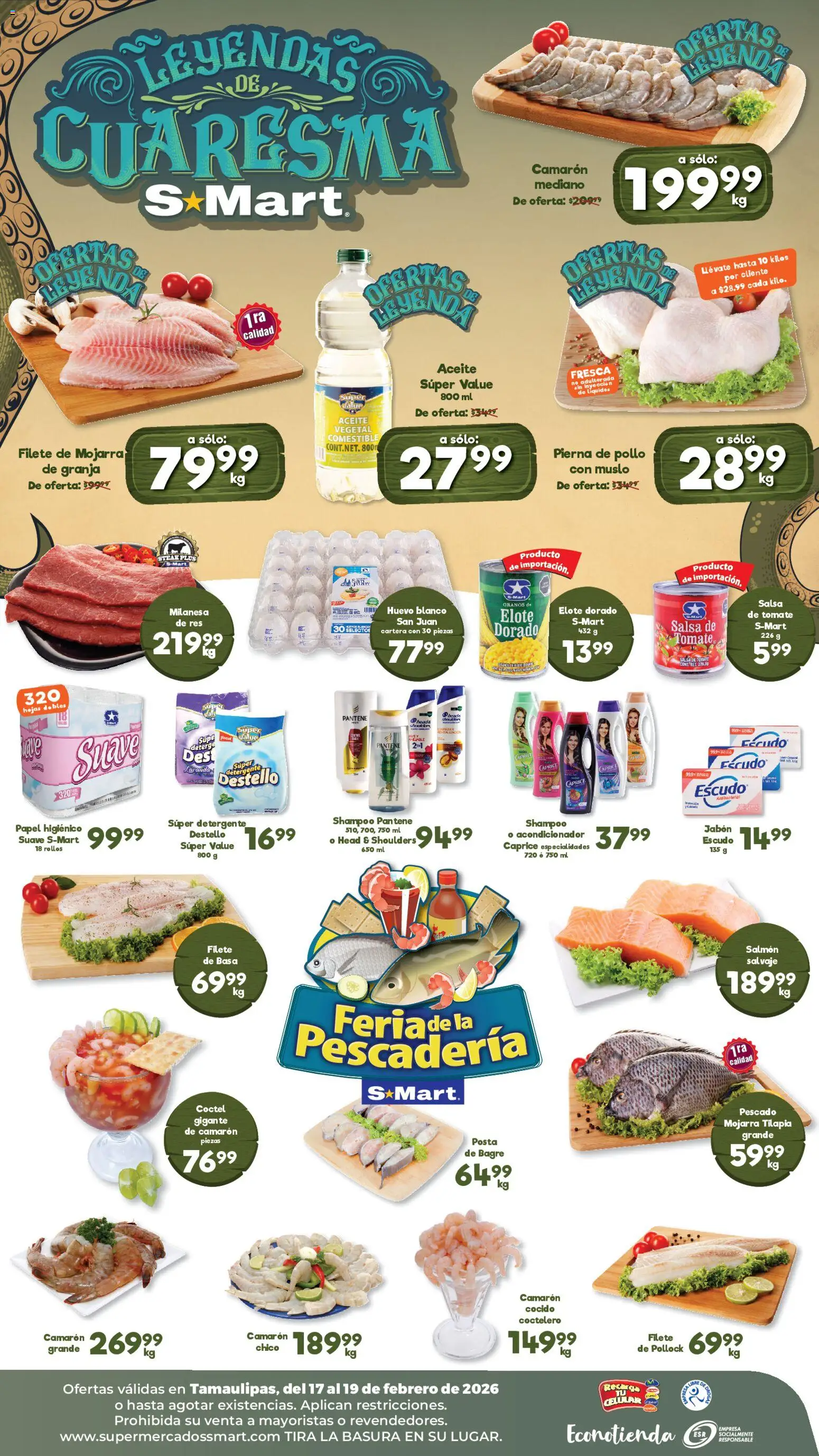 Nuevas ofertas de S-Mart válidas en toda la República Mexicana desde el 17.02.2026. ¡Encuentra las mejores ofertas en S-Mart folleto Matamoros! | Página: 2 | Productos: Detergente, Milanesa, Salsa de tomate, Jabón