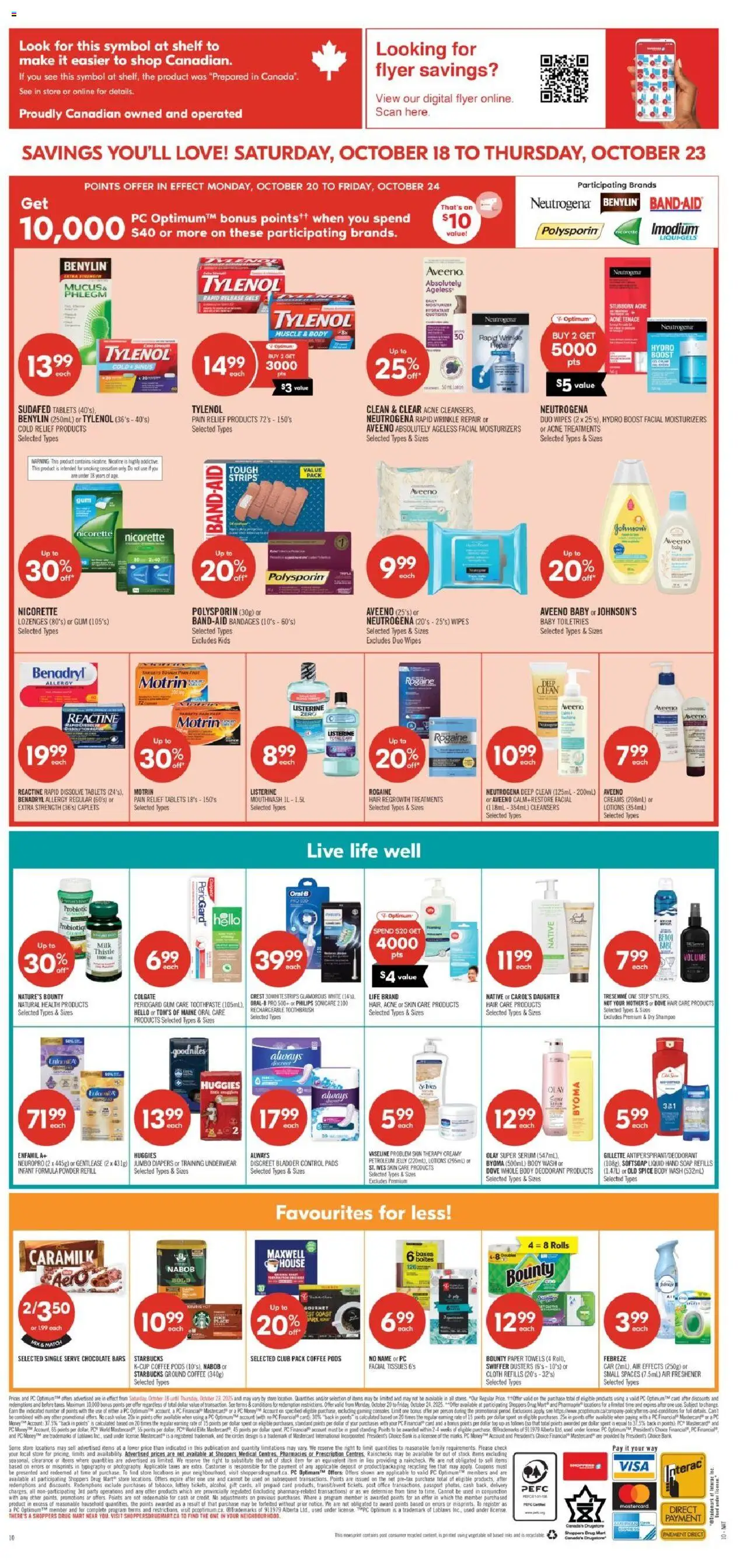 Shoppers flyer valid from 18.10.2025 | Page: 23 | Products: Body wash, Mouthwash, Milk, Oil