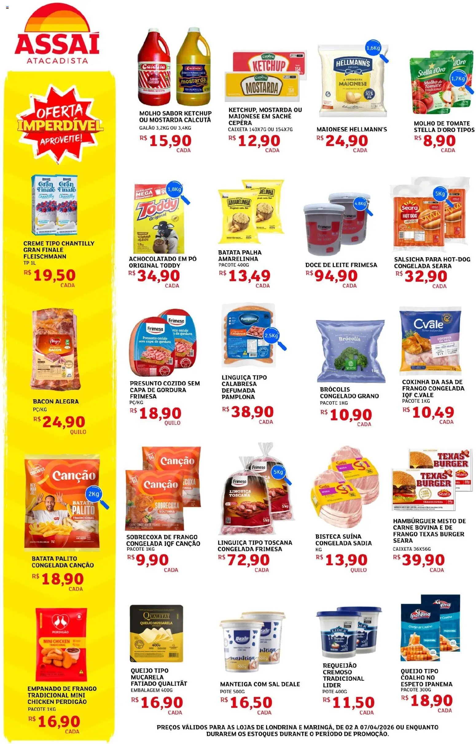 Assaí Atacadista Folheto - válido de 02.04.2026 | Página: 2 | Produtos: Molho de tomate, Carne, Brócolis, Requeijão