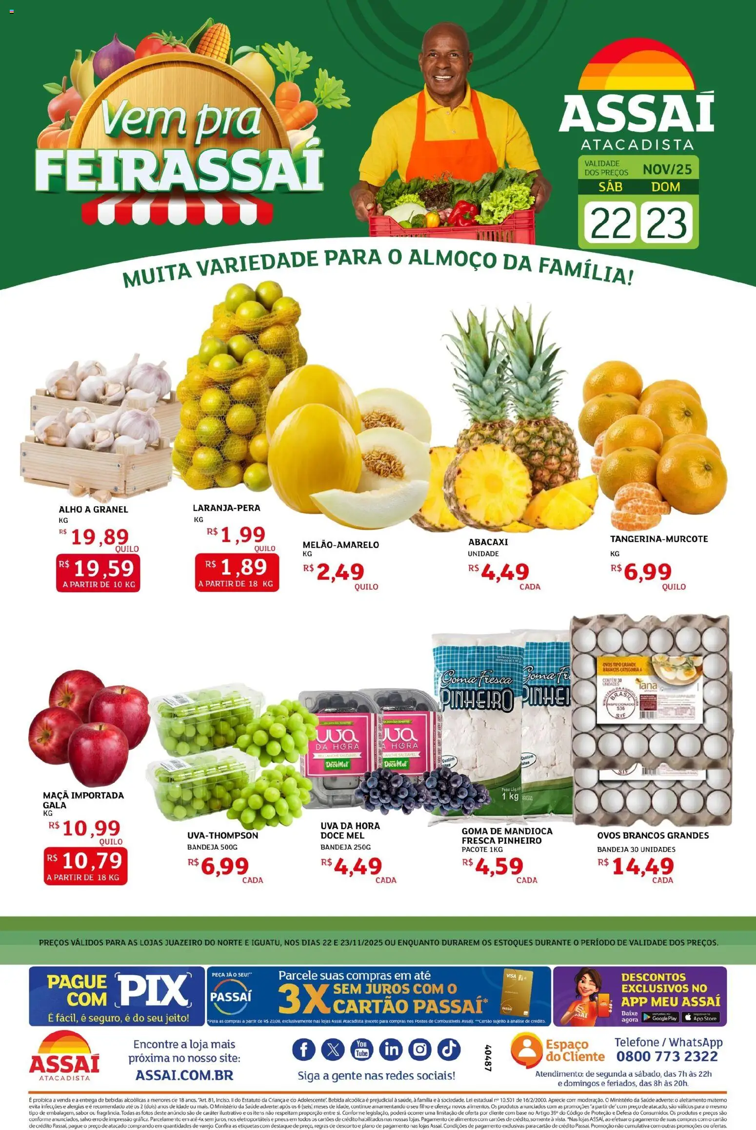 Assaí Atacadista Folheto - válido de 22.11.2025 | Página: 1 | Produtos: Alho, Ovos, Pneus, Abacaxi
