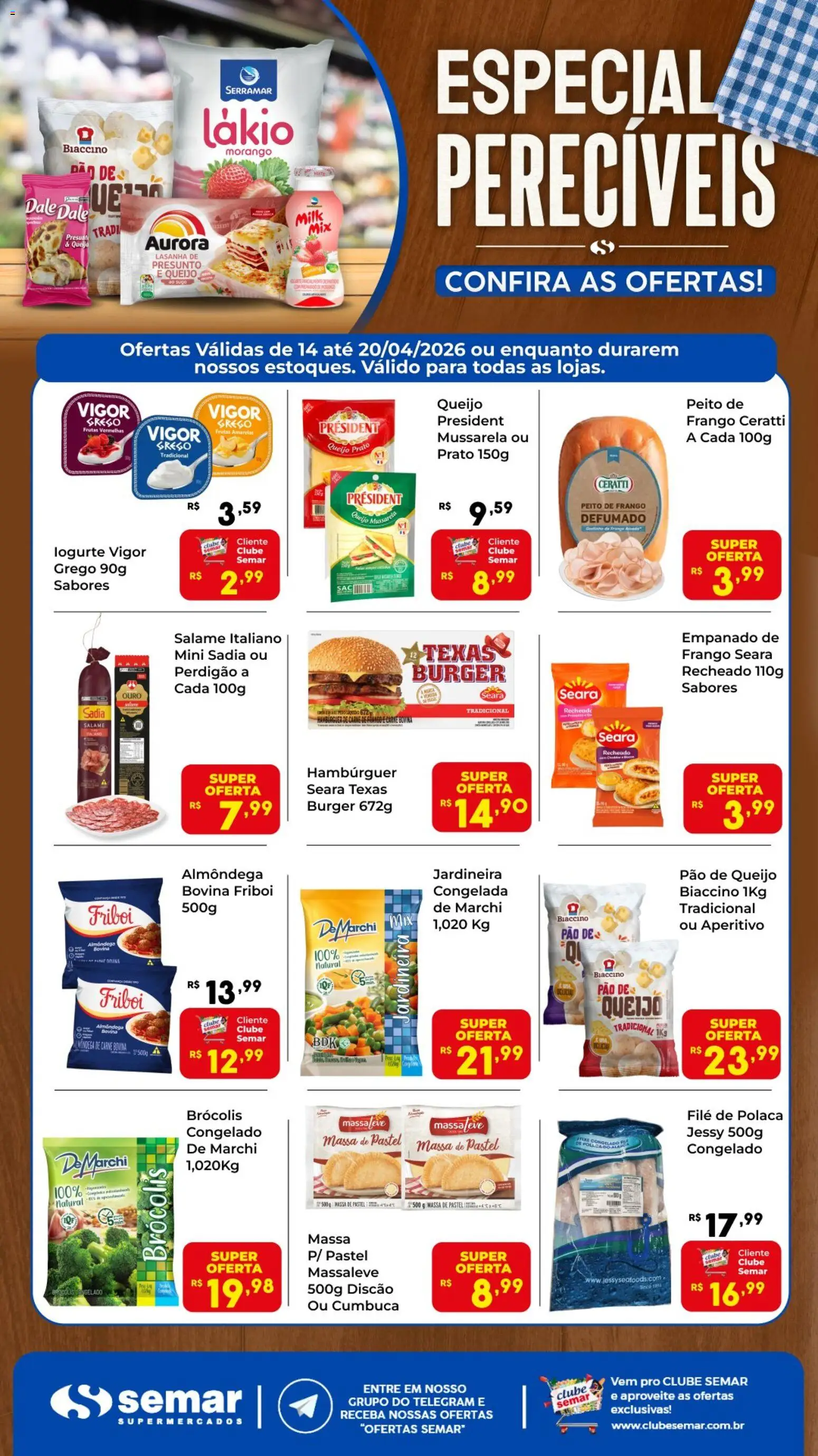 Semar Supermercado Folheto - válido de 14.04.2026 | Página: 1 | Produtos: Carne, Hambúrguer, File de polaca, Peito de frango