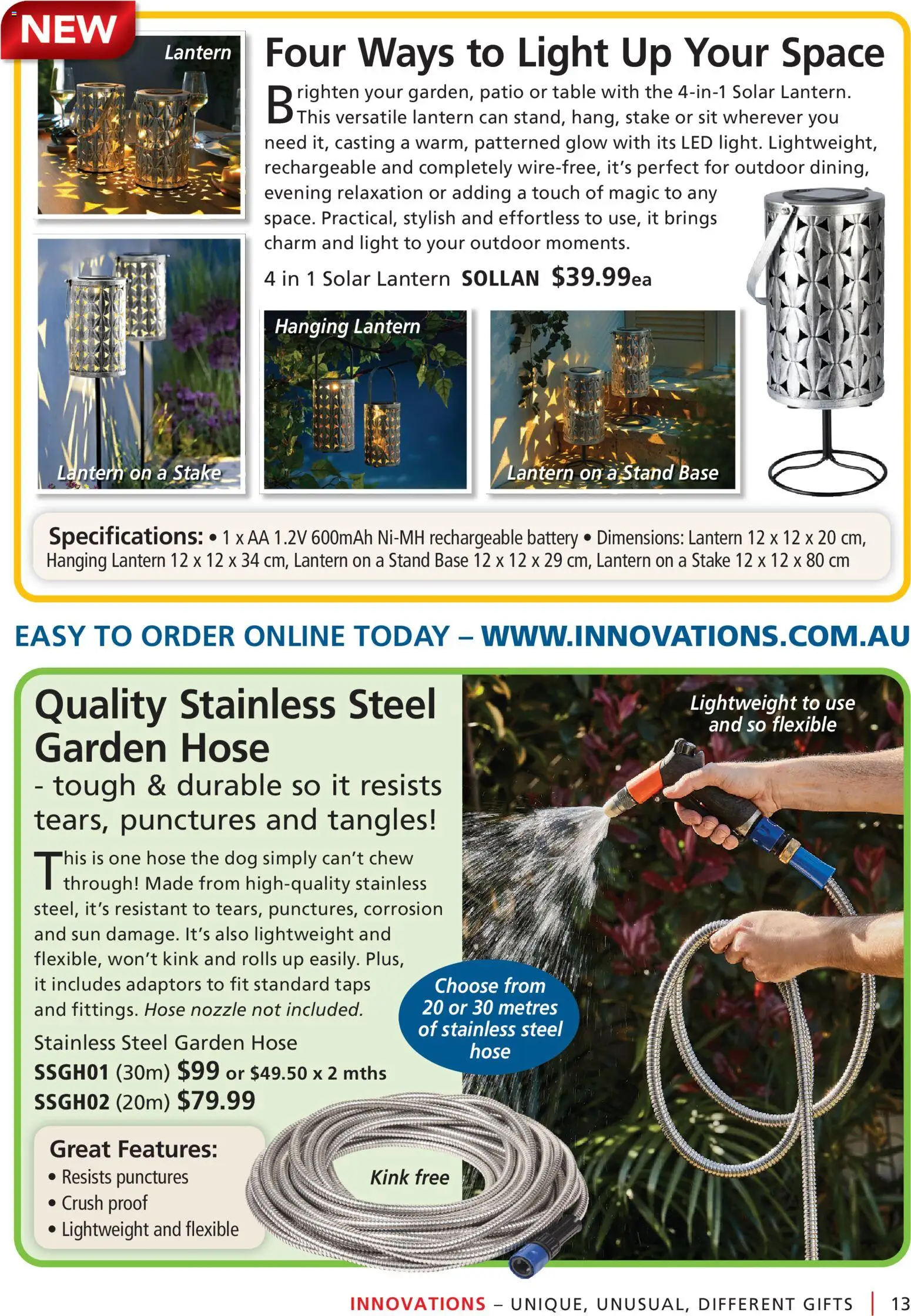 Innovations catalogue - valid from 25.02.2026 | Page: 13 | Products: Table, Garden hose, Light
