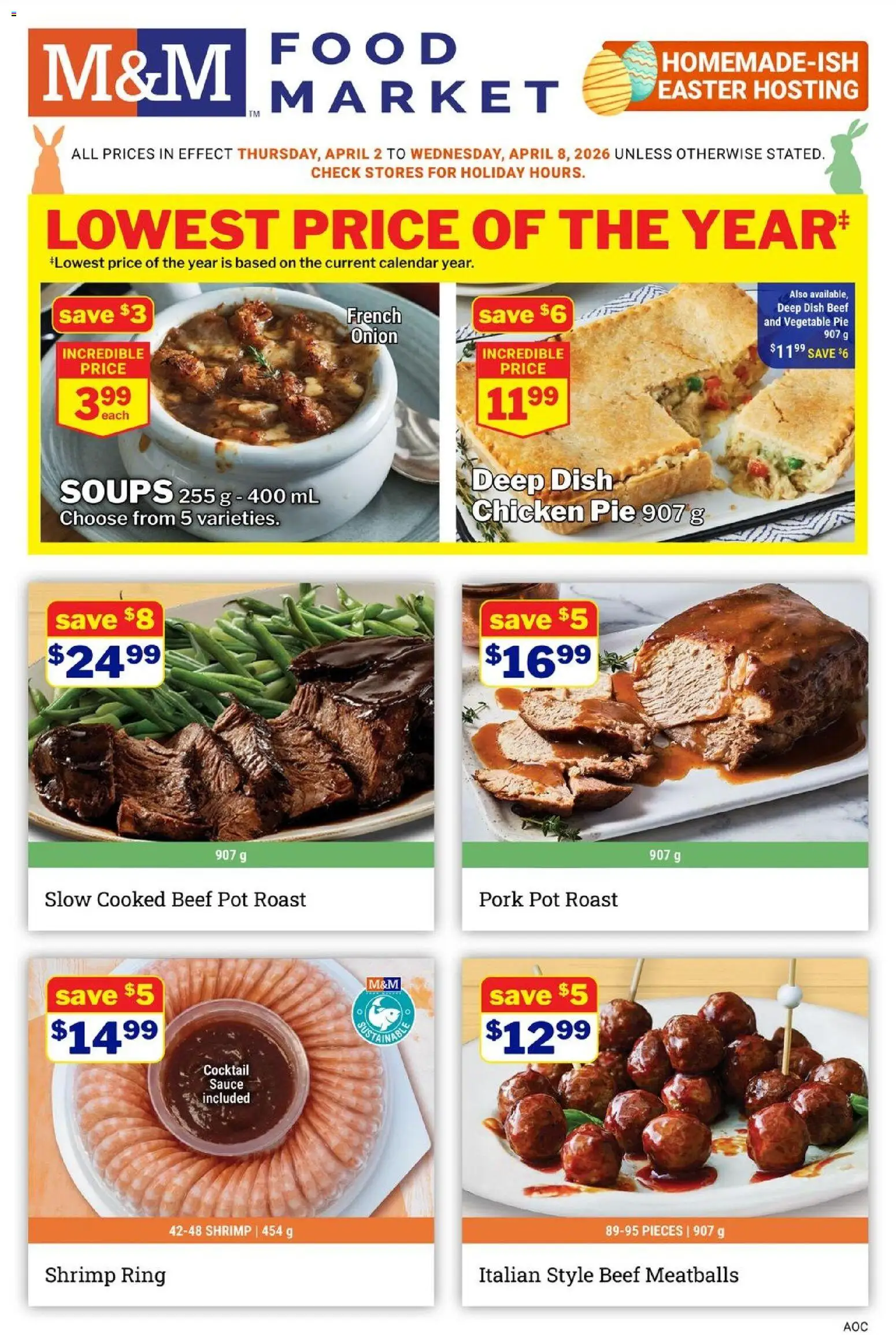 M&M Food Market flyer valid from 02.04.2026 | Page: 1 | Products: Beef, Chicken, Pork