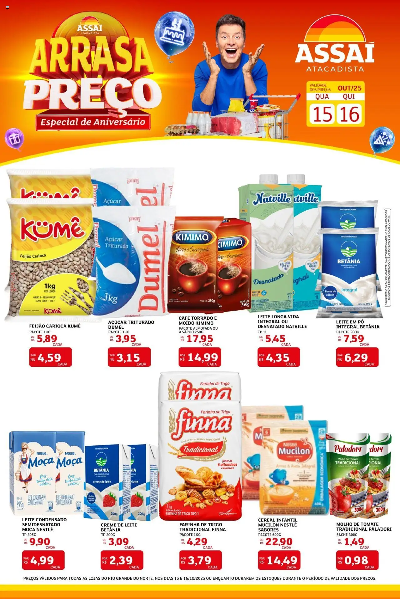Assaí Atacadista Folheto - válido de 15.10.2025 | Página: 1 | Produtos: Cálcio, Açúcar, Leite em pó, Avelã