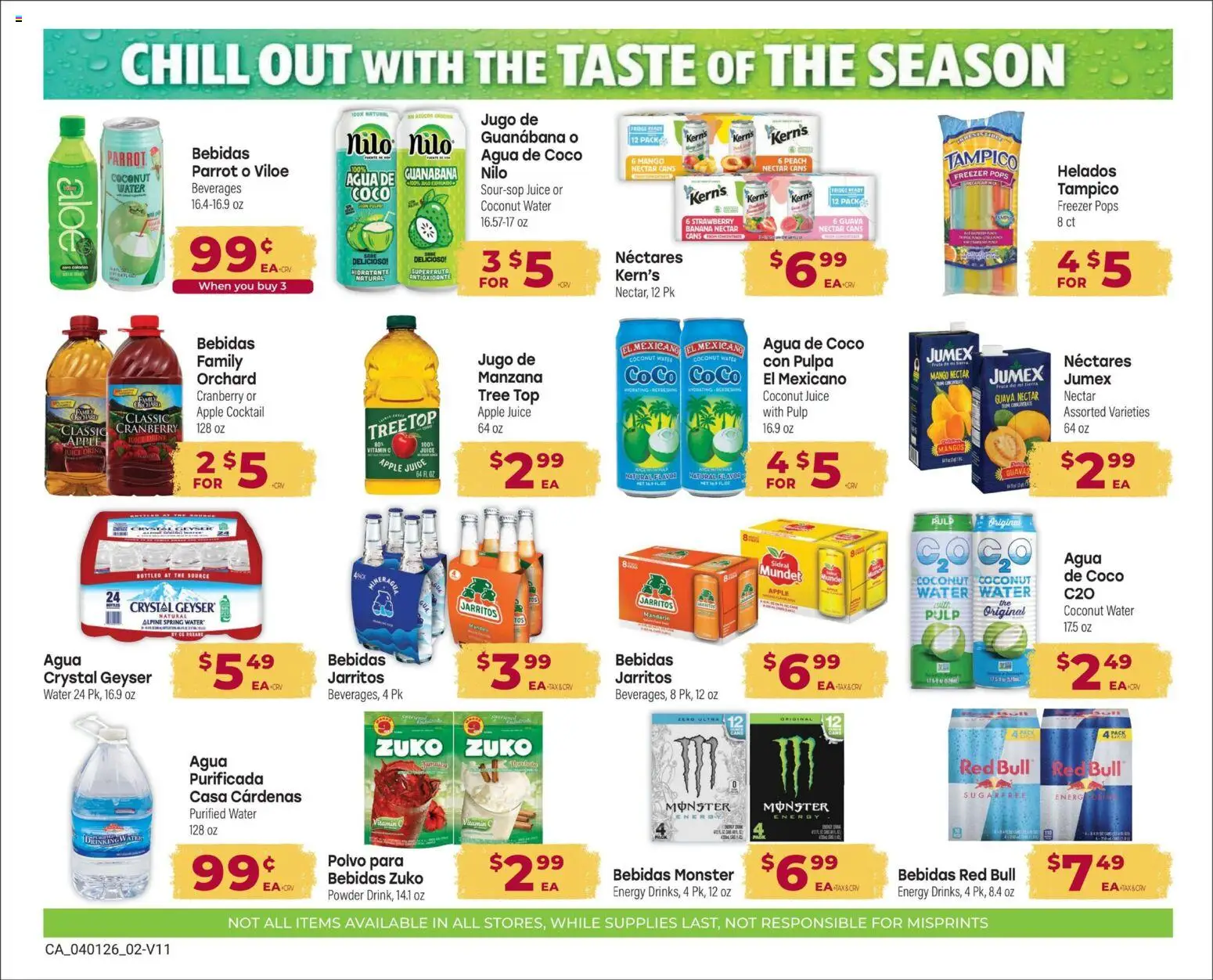 Cardenas Monthly Ad - valid from 01.04.2026 | Page: 2 | Products: Vitamin, Juice, Water, Freezer