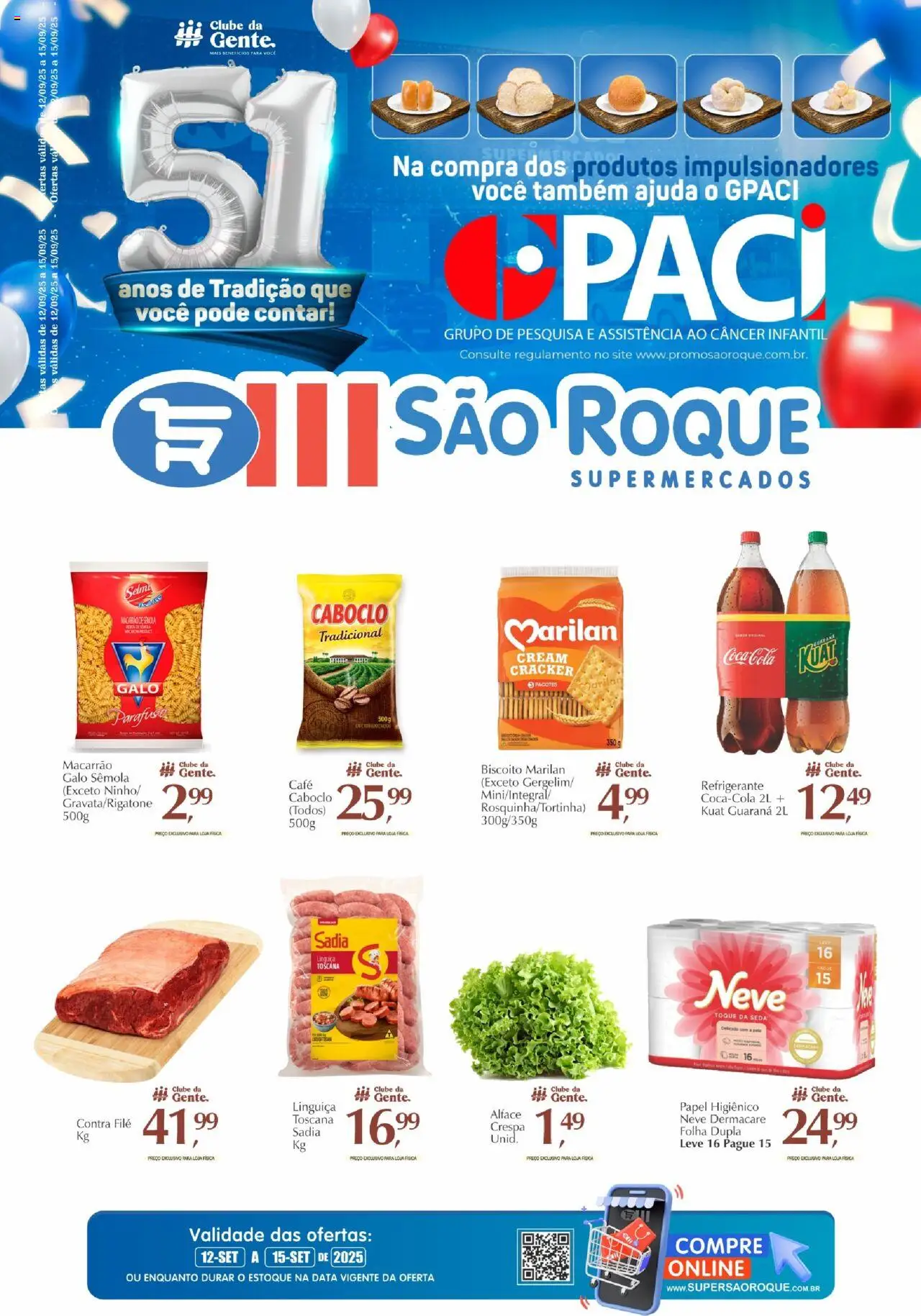 São Roque Supermercados Folheto - válido de 12.09.2025 | Página: 2 | Produtos: Biscoito, Guaraná, Cola, Linguiça