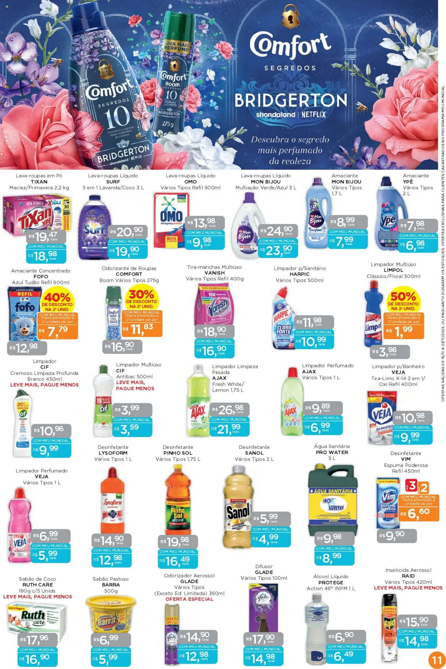 Mundial Folheto - válido de 18.11.2025 | Página: 11 | Produtos: Perfume, Limpador multiuso, Roupas, Sal
