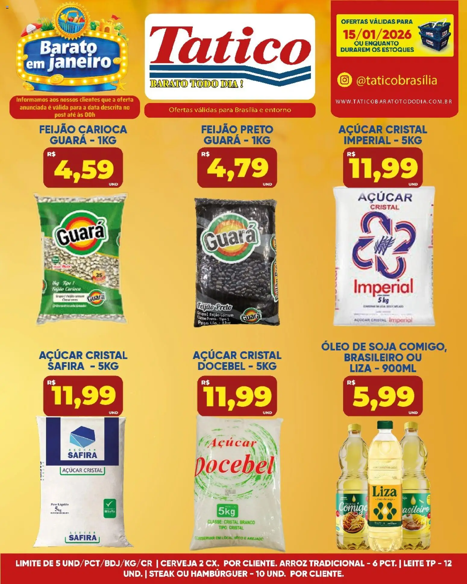Tatico Folheto - válido de 16.01.2026 | Página: 17 | Produtos: Leite, Óleo, Hambúrguer, Açúcar