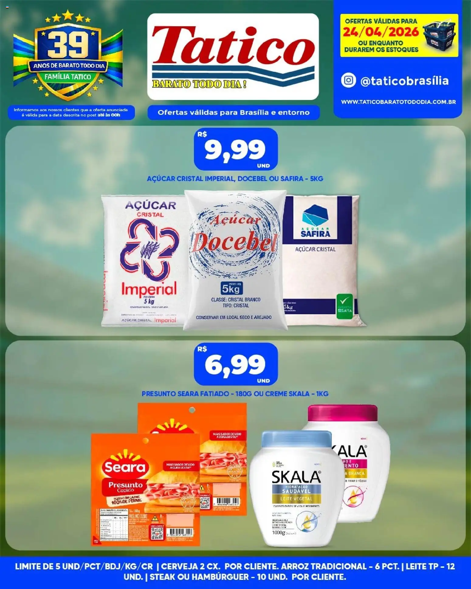 Tatico Folheto - válido de 24.04.2026 | Página: 8 | Produtos: Leite, Presunto, Cerveja, Açúcar