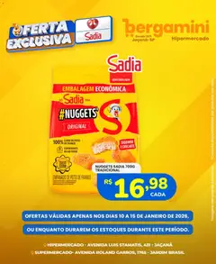 Supermercado Bergamini - Ofertas Sadia e Perdigão - Pré-Visualização do folheto da loja Supermercado Bergamini, válido de 10.01.2026