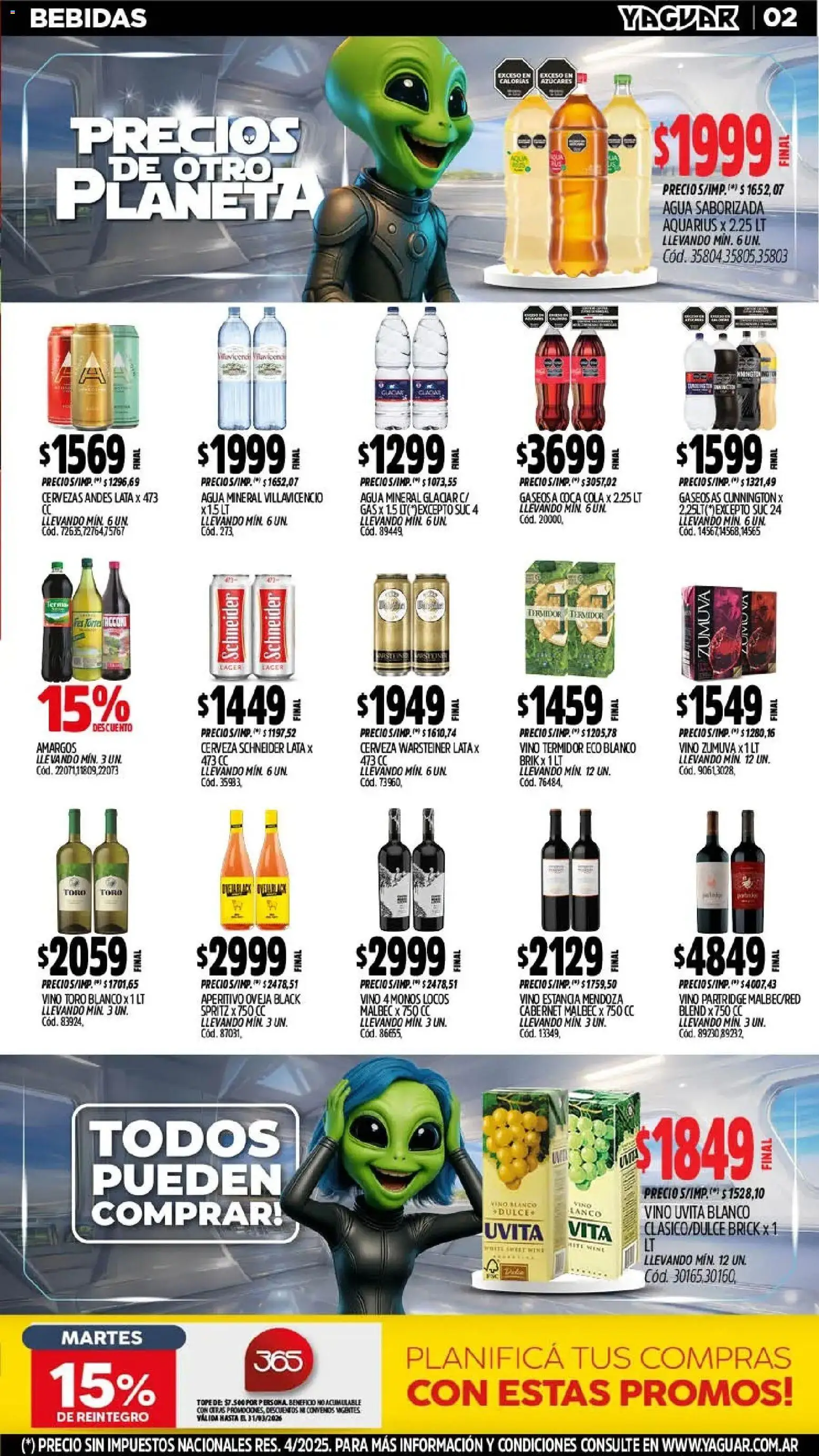 Yaguar - Oferta Semanal Ing Masch │ válido desde el 02.03.2026 | Página: 3 | Productos: Gaseosa, Agua, Vino, Agua saborizada