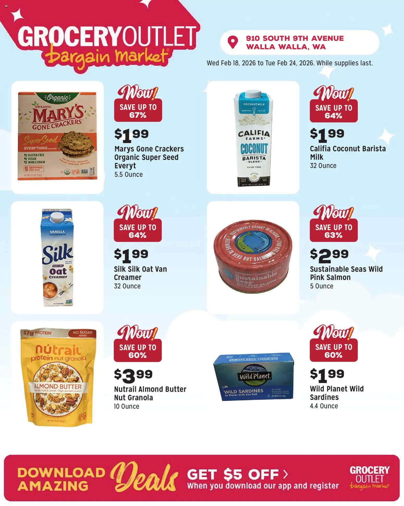 Grocery Outlet Weekly Ad - WA - valid from 18.02.2026 | Page: 7 | Products: Milk, Butter, Water, Salt
