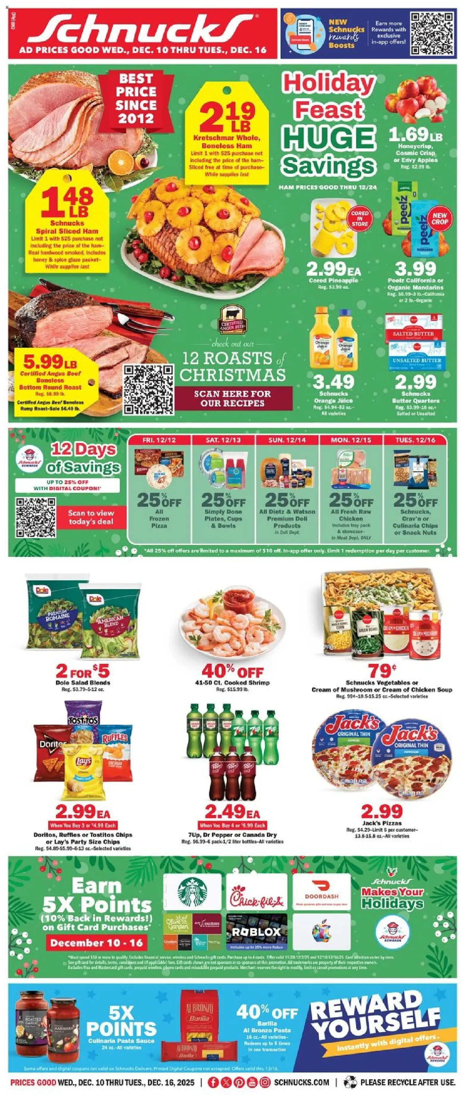 Schnucks Weekly Ad - valid from 10.12.2025 | Page: 1 | Products: Juice, Chips, Salad, Pepper