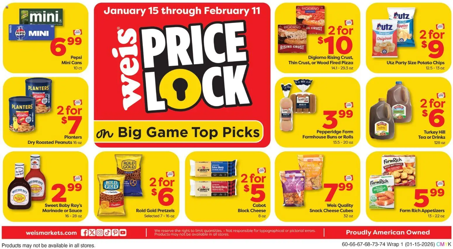 Weis Weekly Circular - MD - valid from 15.01.2026 | Page: 1 | Products: Pizza, Beer, Sauce, Game