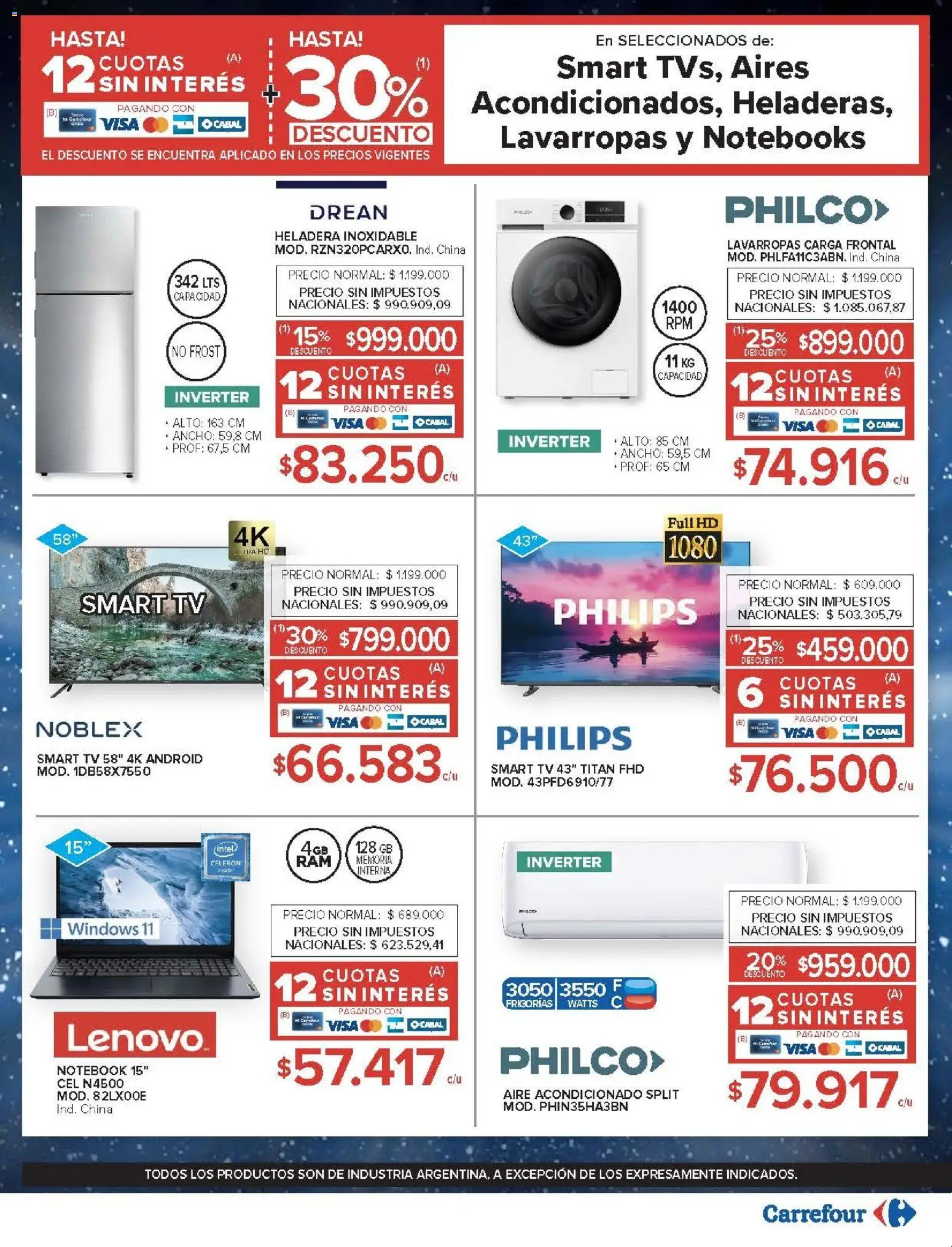 Carrefour ofertas │ válido desde el 24.02.2026 | Página: 28 | Productos: Aire acondicionado, Lavarropas, Heladera, Notebook