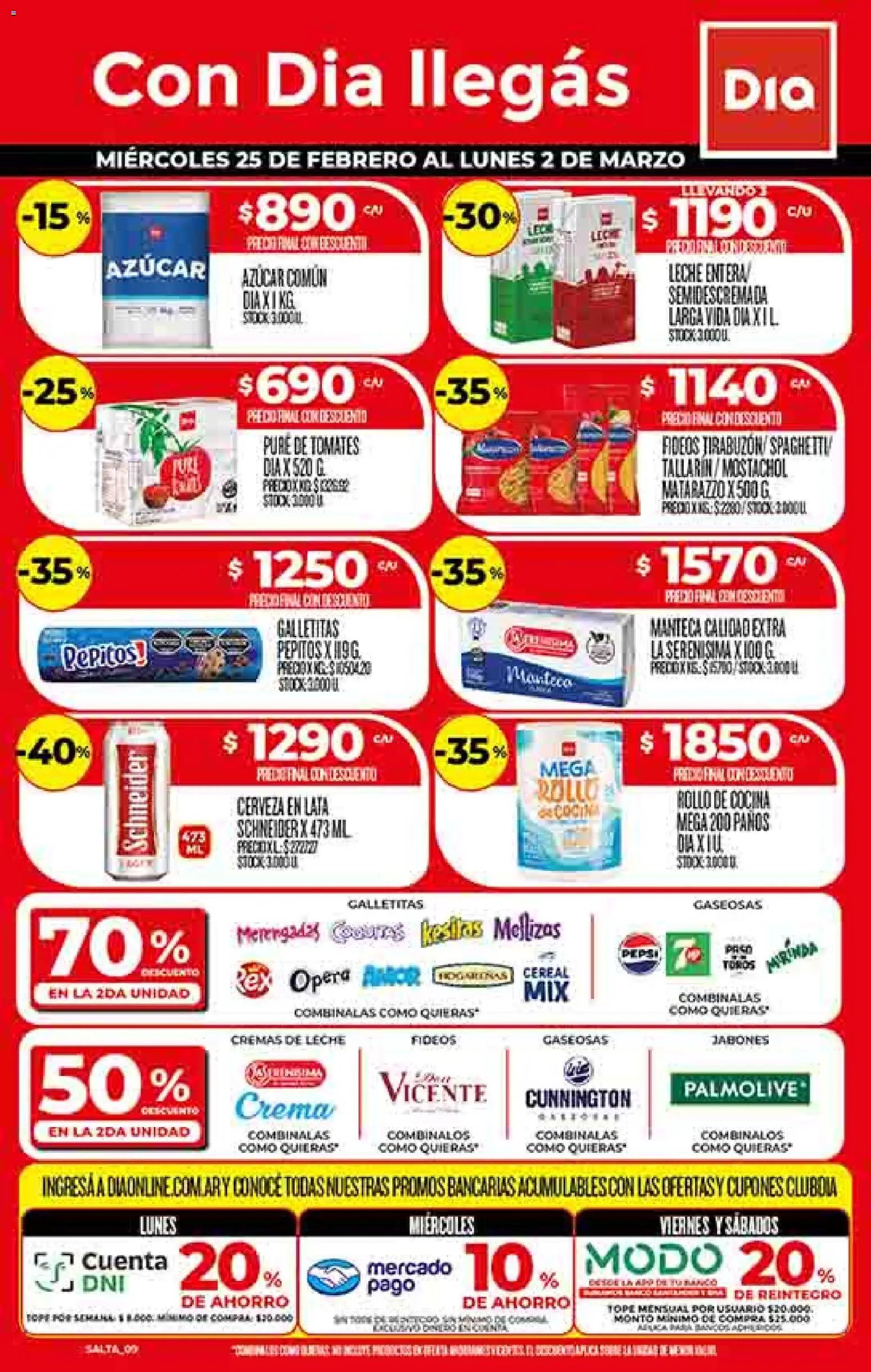 Dia - Ofertas - Salta y Jujuy │ válido desde el 25.02.2026 | Página: 1 | Productos: Manteca, Tomates, Fideos, Crema