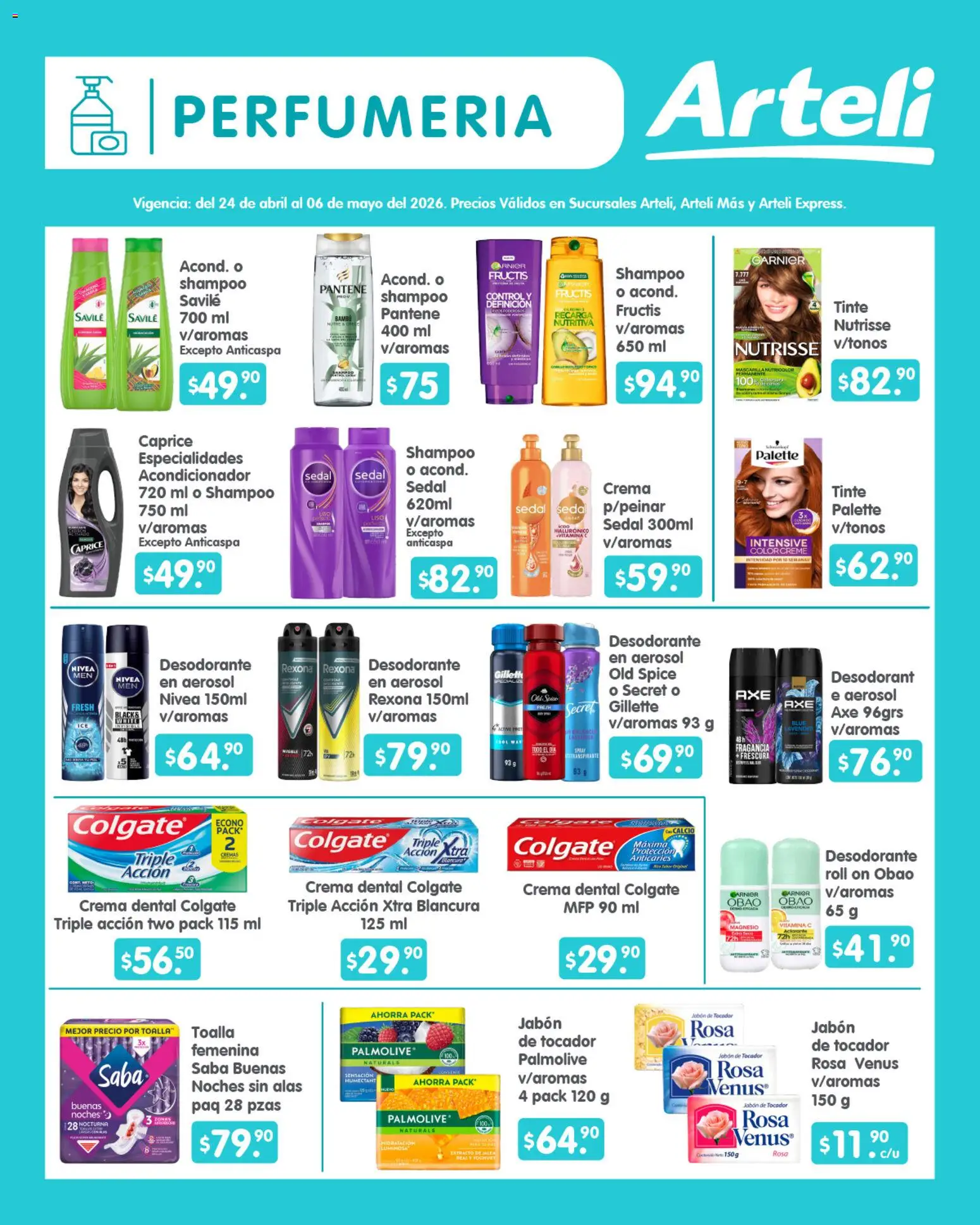 Nuevas ofertas de Arteli válidas en toda la República Mexicana desde el 24.04.2026. ¡Encuentra las mejores ofertas en Arteli folleto Quincenal! | Página: 13 | Productos: Desodorante, Crema, Toalla, Fragancia