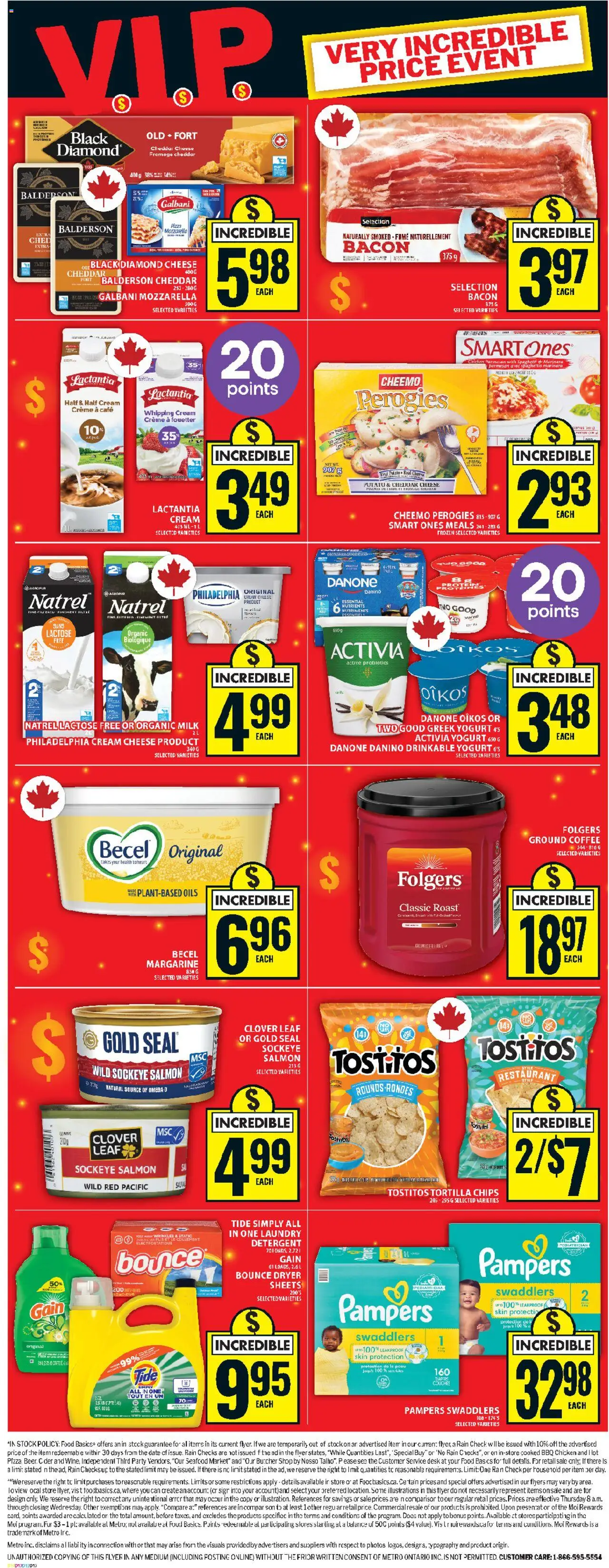 Food Basics flyer valid from 21.08.2025 | Page: 4 | Products: Chips, Detergent, Cheese, Pizza