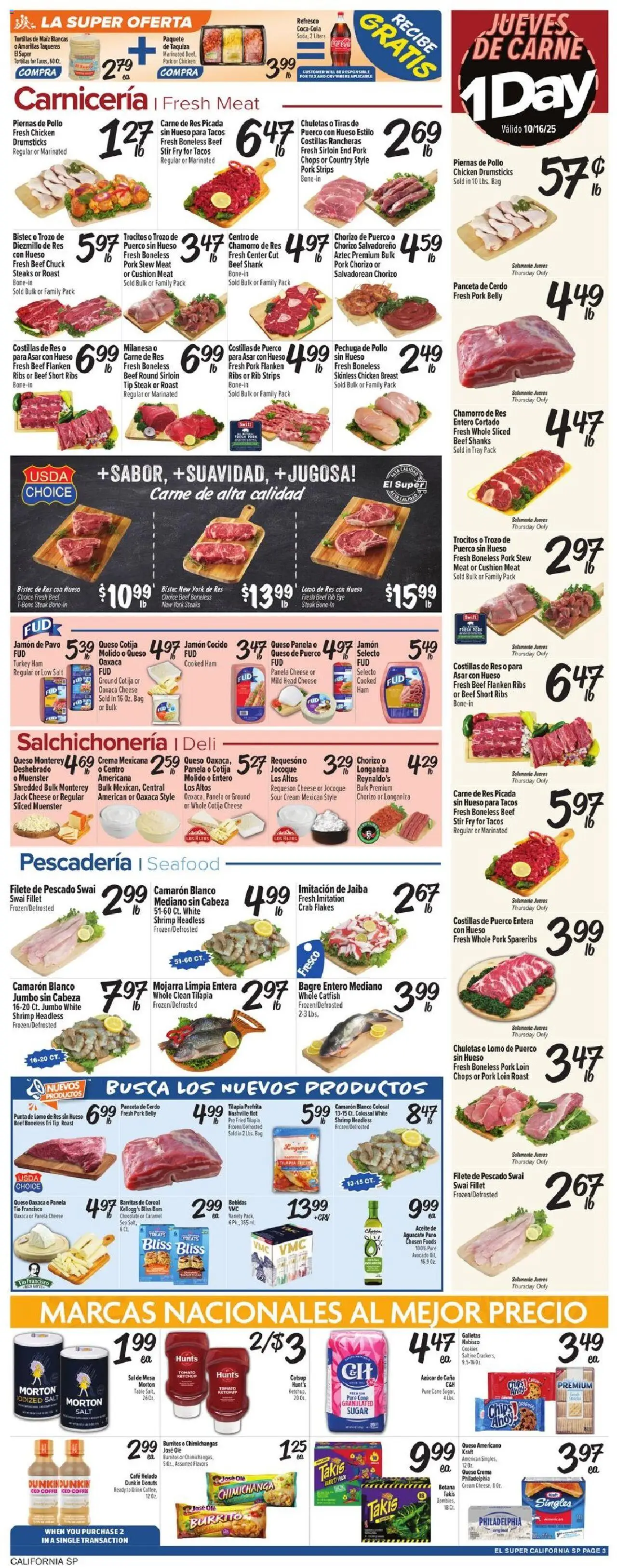 El Super Weekly Ad - CA - valid from 15.10.2025 | Page: 3 | Products: Sour cream, Ketchup, Cream, Avocado