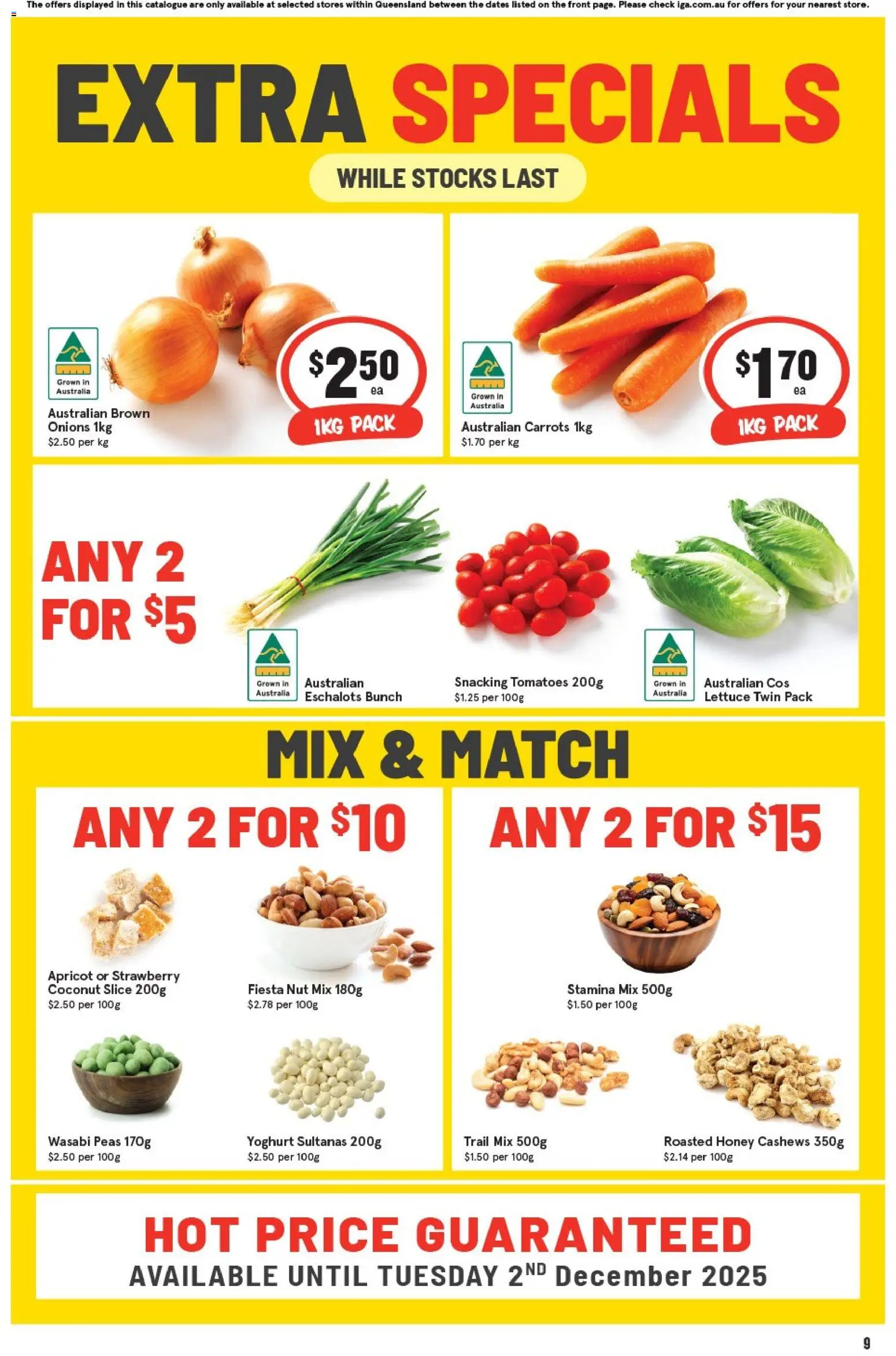 IGA catalogue - valid from 05.11.2025 | Page: 9 | Products: Yoghurt, Lettuce, Carrots, Onions