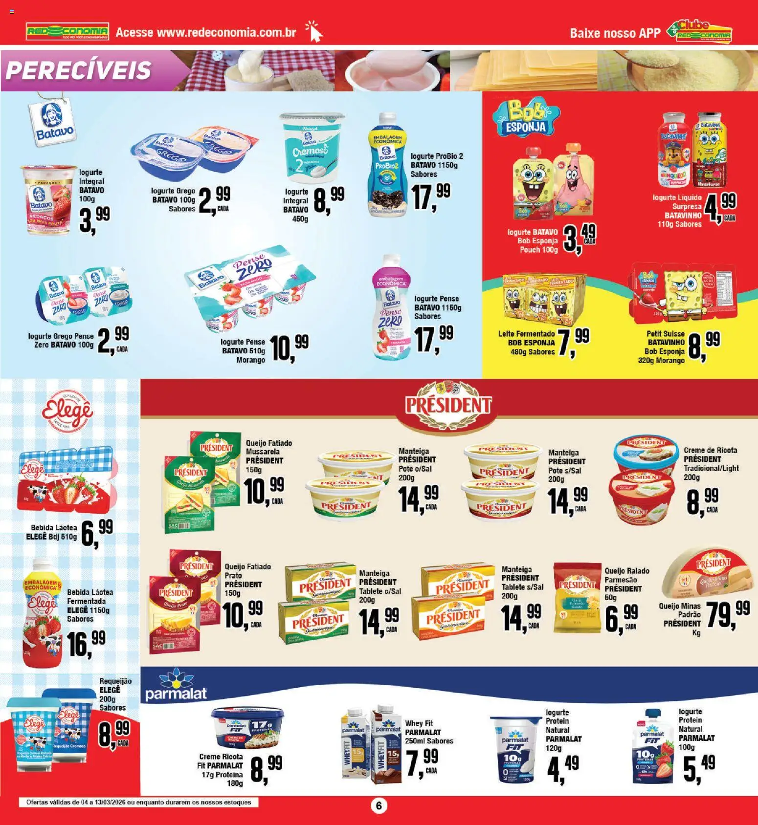RedEconomia Folheto - válido de 13.03.2026 | Página: 6 | Produtos: Manteiga, Ricota, Bebida, Mussarela
