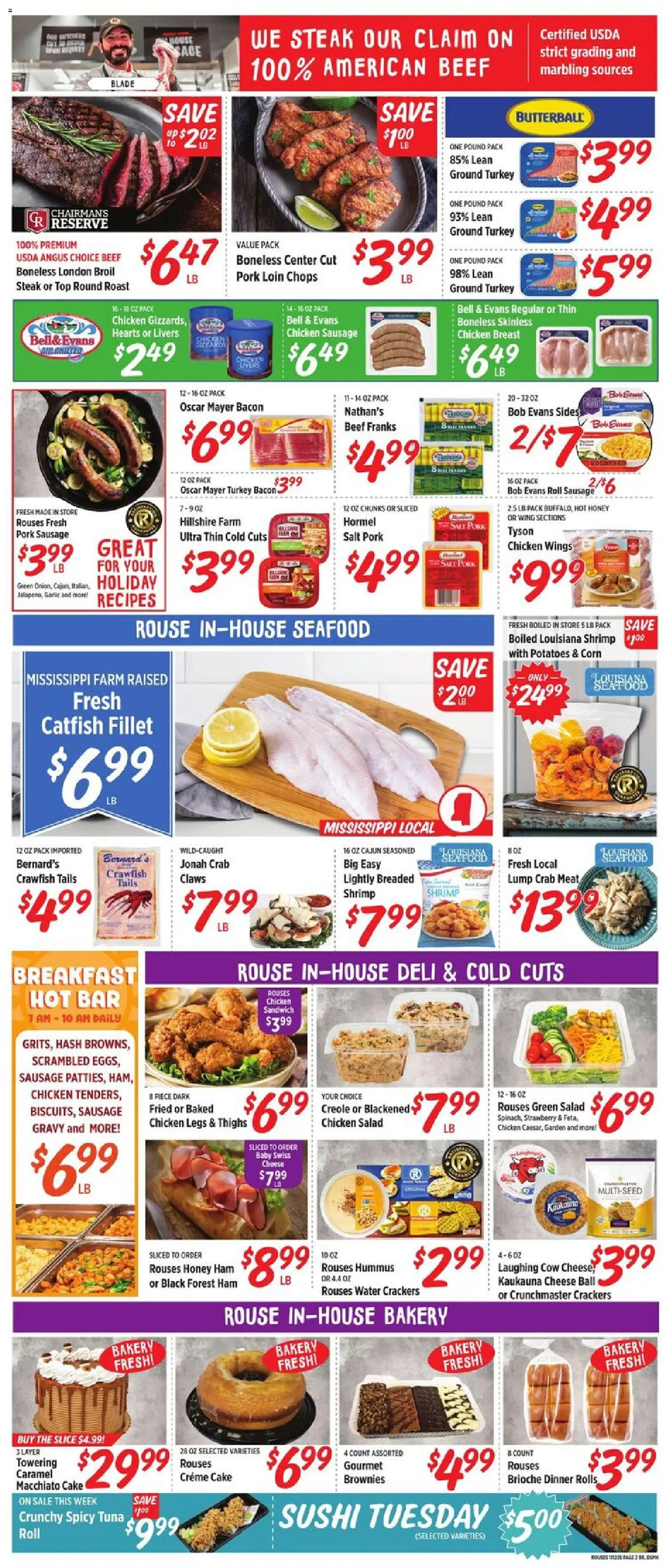Rouses Weekly Ad - valid from 12.11.2025 | Page: 2 | Products: Ham, Pork, Salad, Sausage