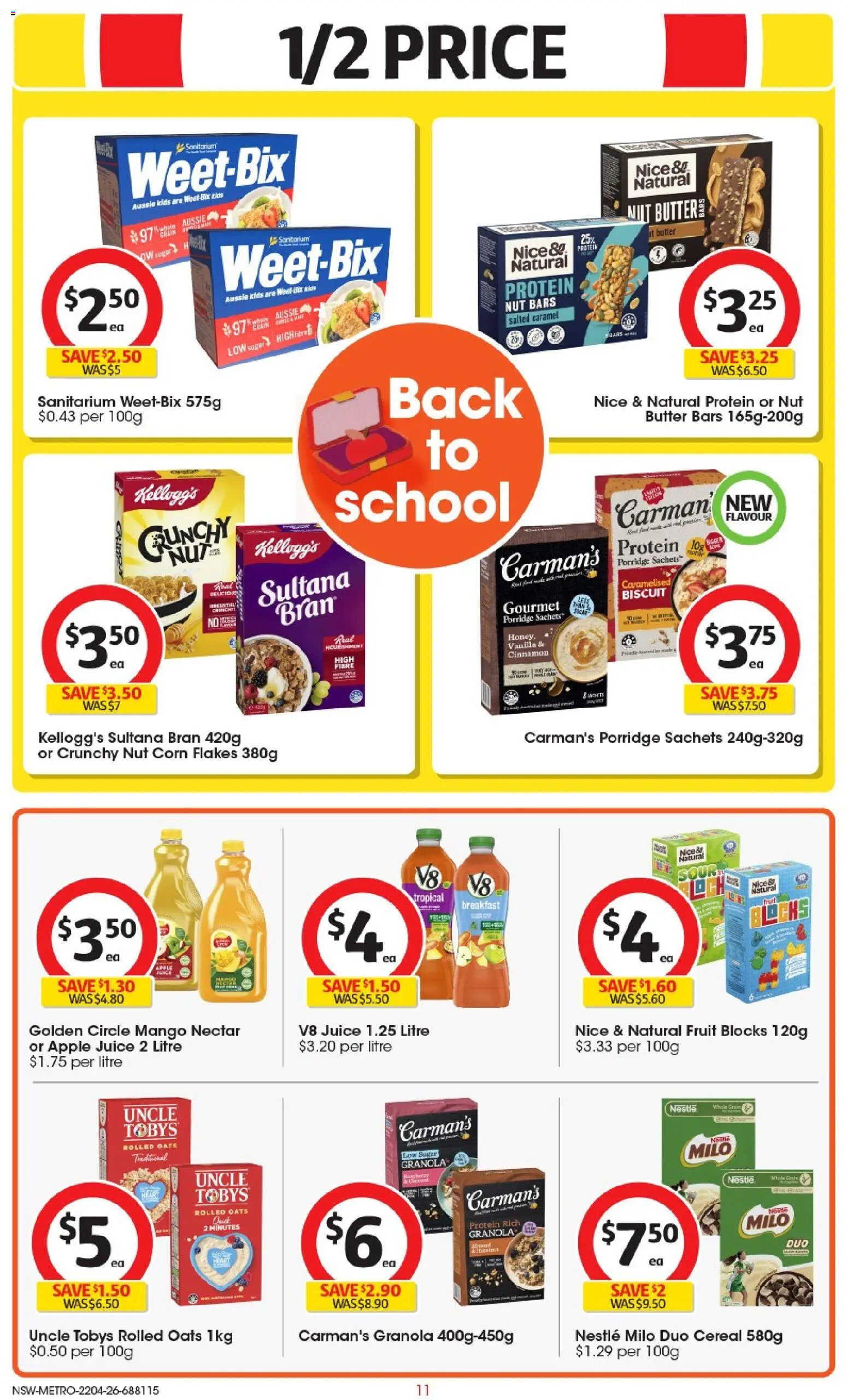Coles catalogue - valid from 22.04.2026 | Page: 11 | Products: Granola, Juice, Cereal, Flakes